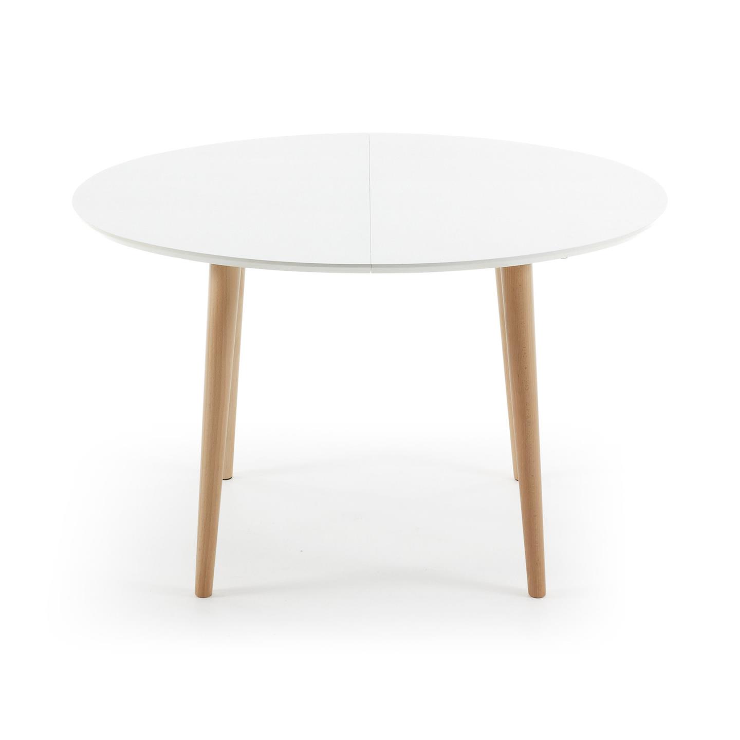 Kave Home Oqui Ovale Uitschuifbare Tafel Gelakt Mdf En Massief Beukenhouten Poten X