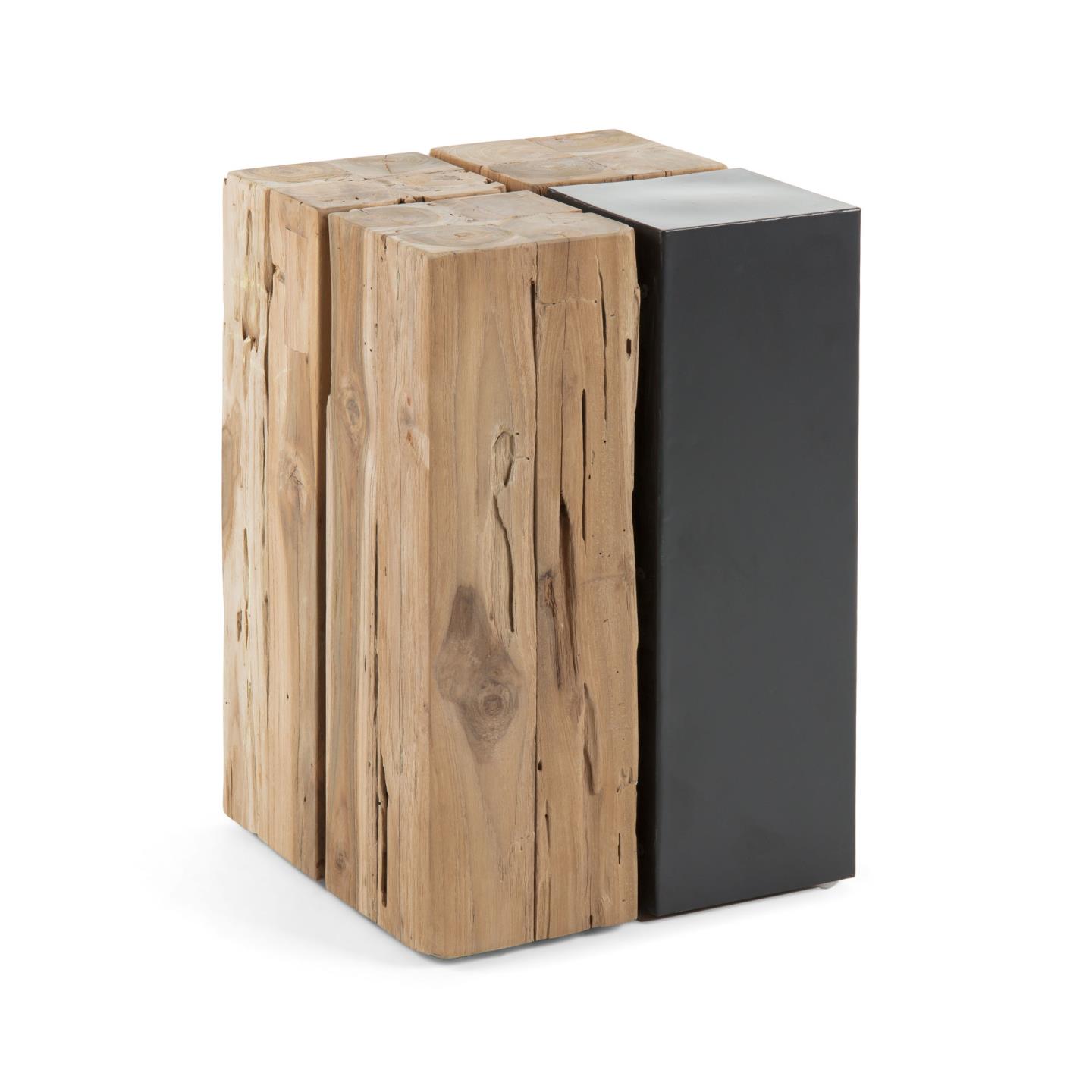 Kave Home - Kwango bijzettafel in massief teakhout en metaal 29 x 29 cm - Kave Home - Kwango bijzettafel in massief teakhout en metaal 29 x 29 cm -
