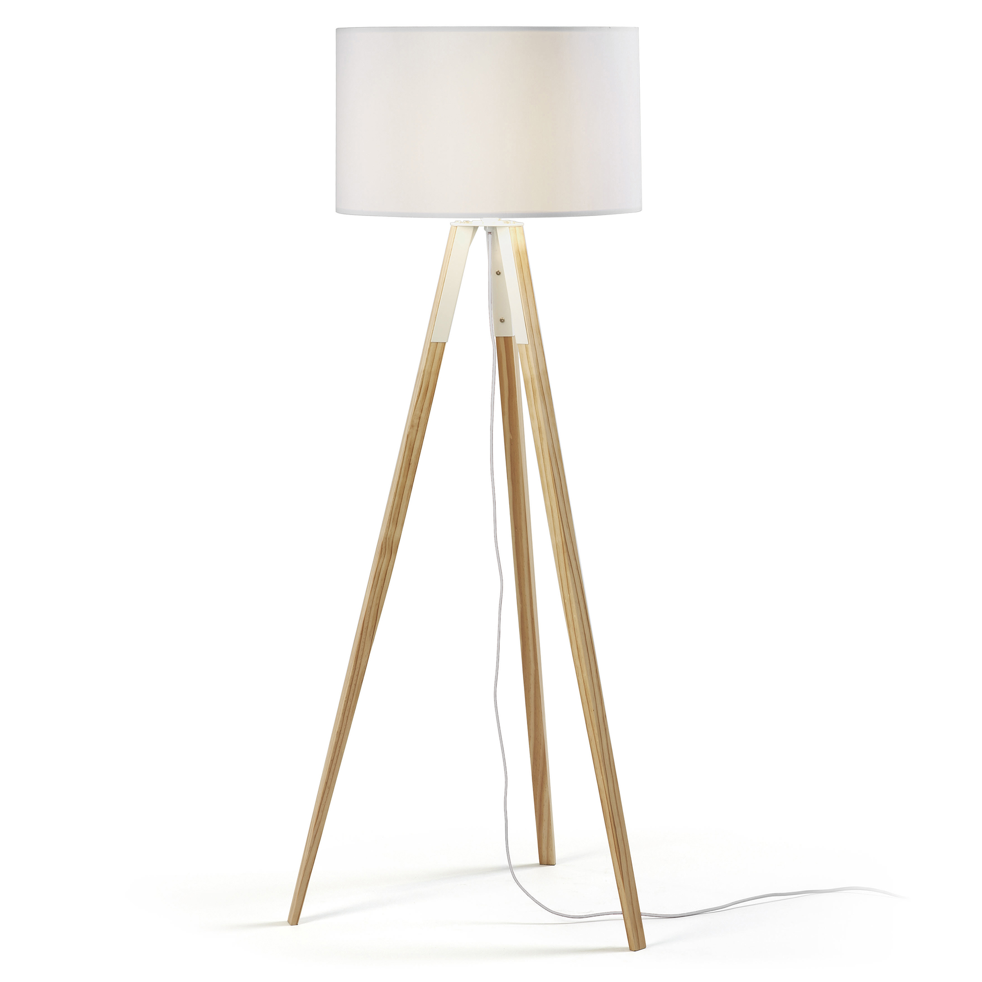 Kave Home - Iguazu staande lamp, wit en hout - Kave Home - Iguazu staande lamp, wit en hout -