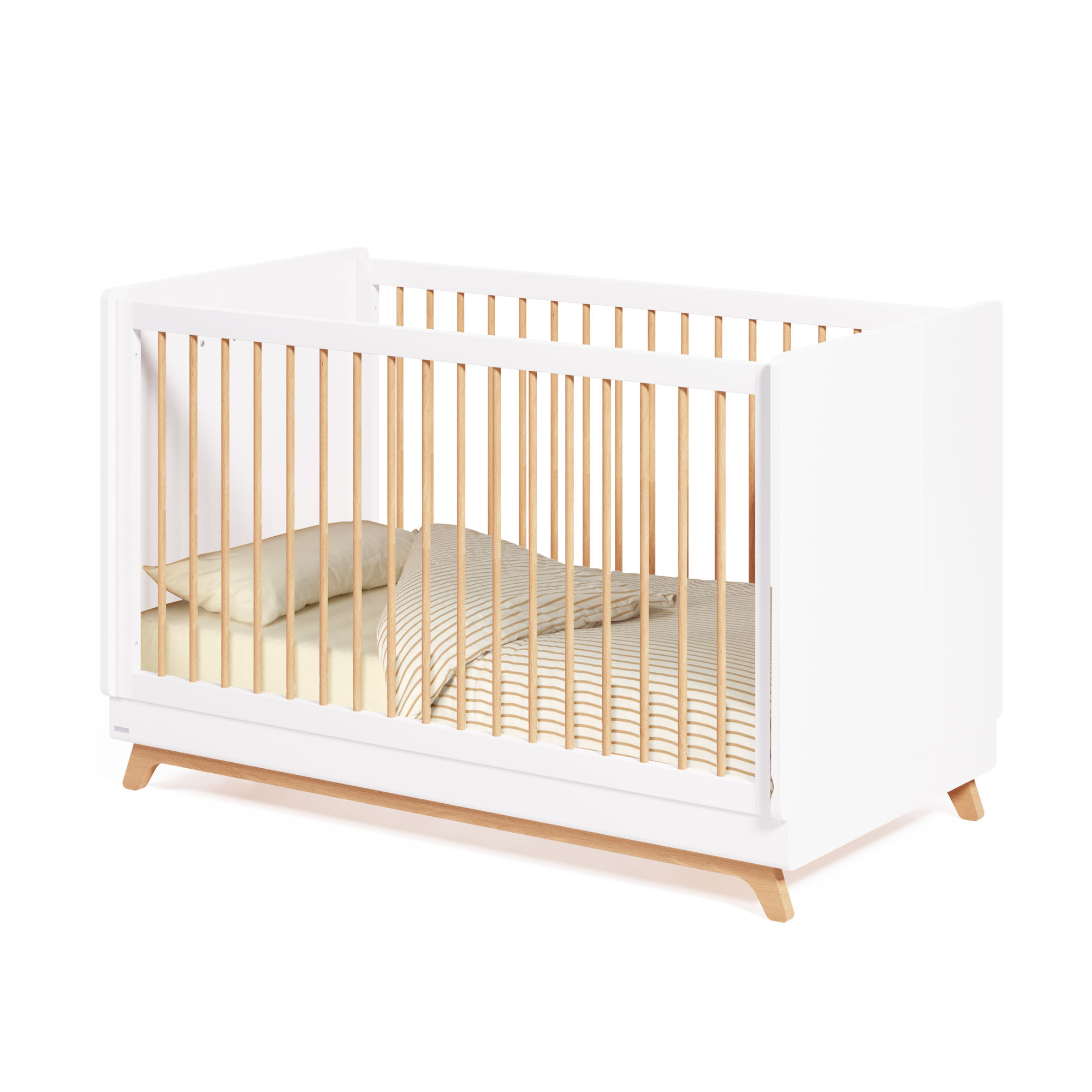 Kave Home - Maralis evolutief kinderbed van massief beukenhout met een witte afwerking, 70 x 140 cm - Kave Home - Maralis evolutief kinderbed van massief beukenhout met een witte afwerking, 70 x 140 cm -