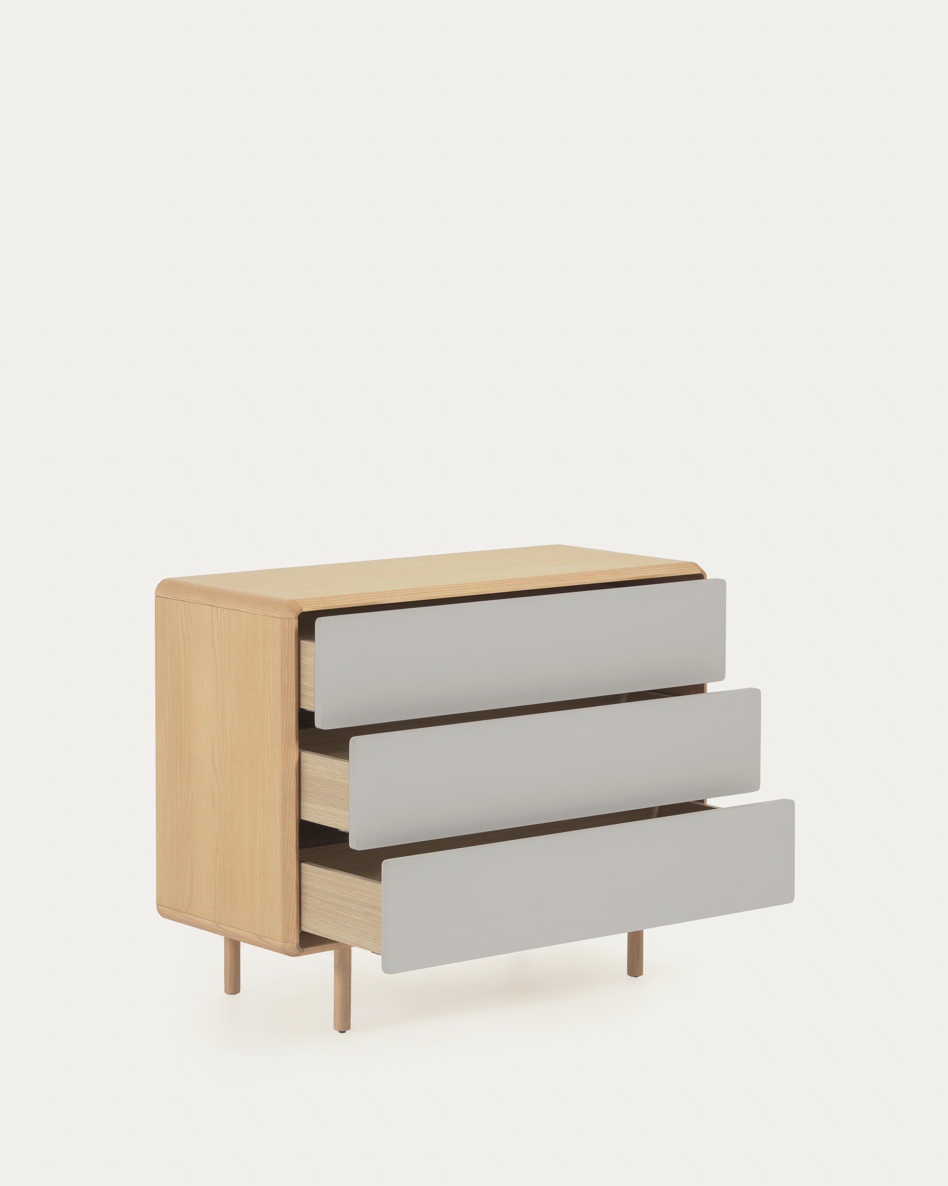 Anielle solid and ash veneer chest of three drawers 99 x 78.5 cm