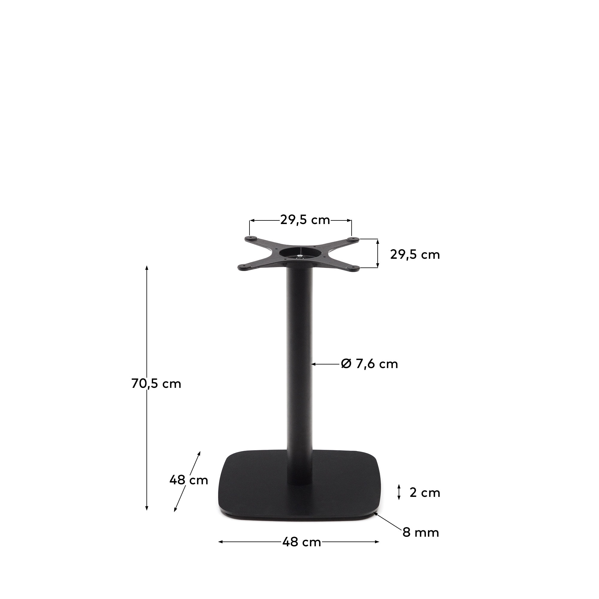 Dina bar-table leg with square metal base in a painted black finish - 크기