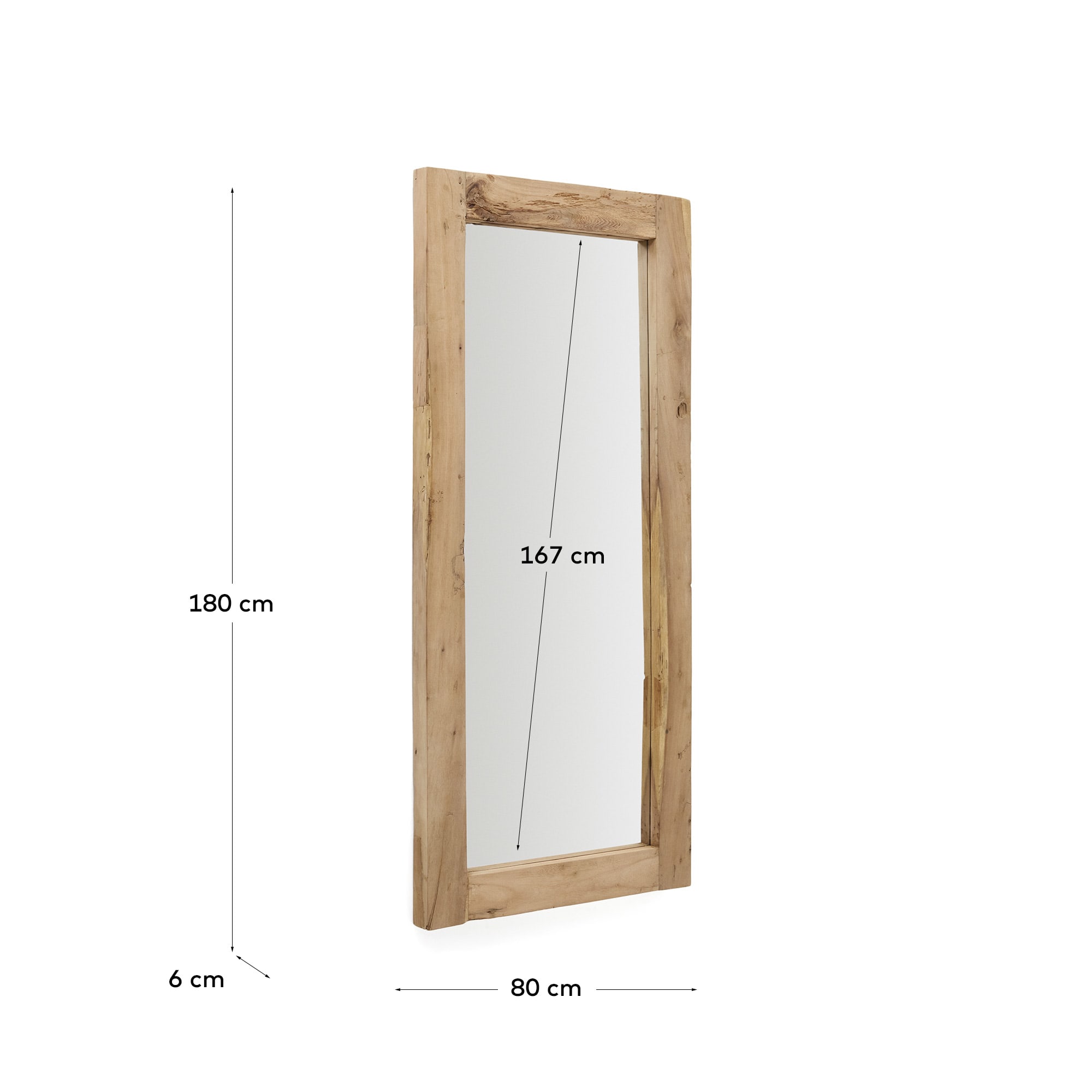 Maden wooden mirror with a natural finish 80 x 180 cm