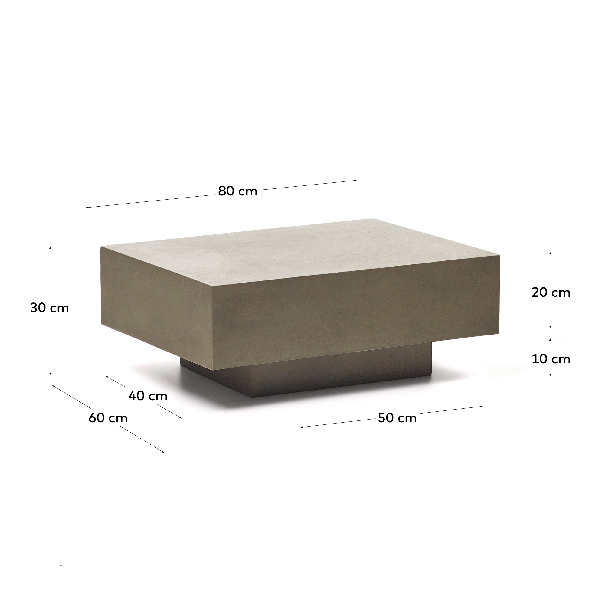 루스텔라 시멘트 소파 테이블 80 x 60cm - 크기