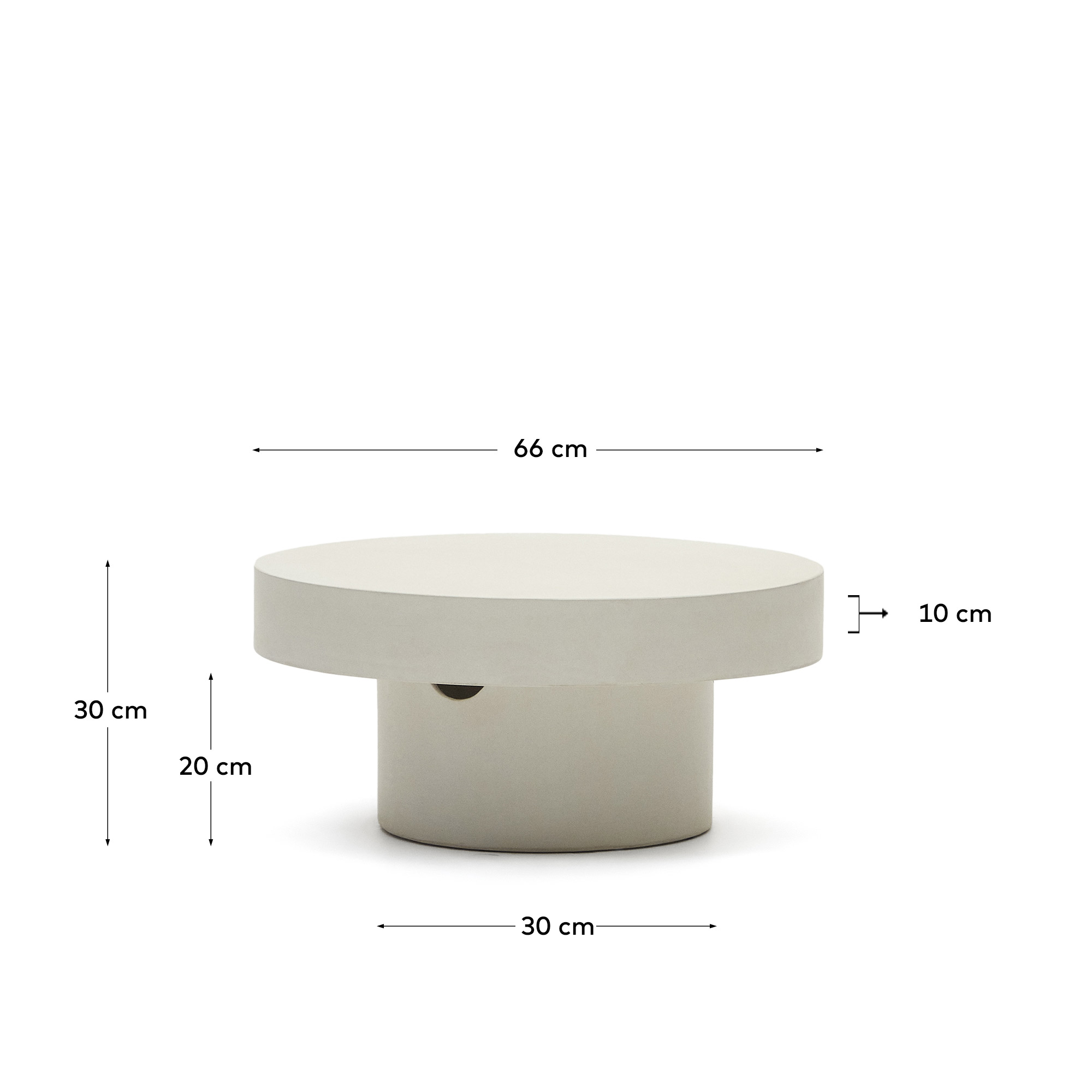 Aiguablava round coffee table in white cement, Ø 66 cm - sizes