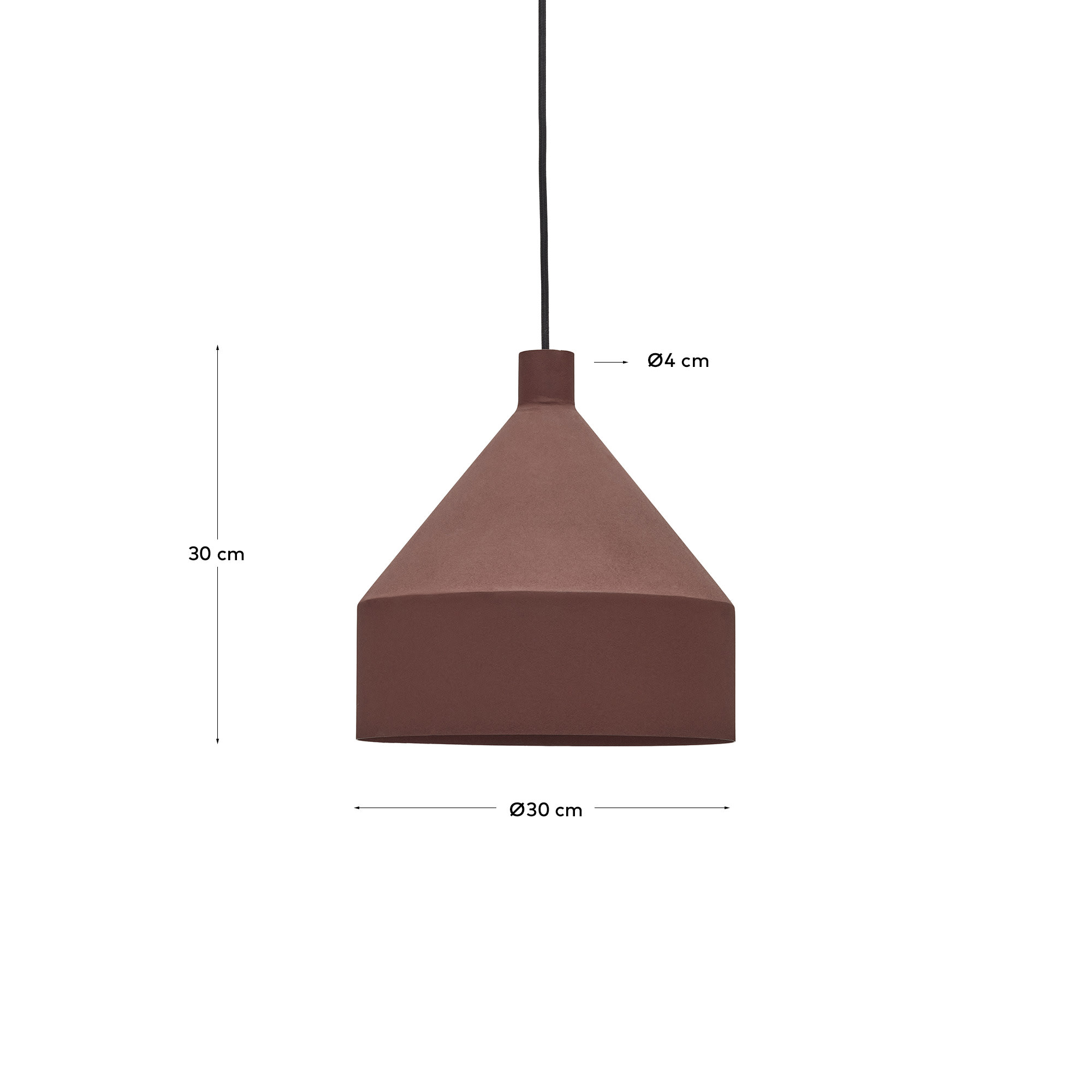Peralta ceiling lamp in metal with a terractotta painted finish, Ø 30 cm
