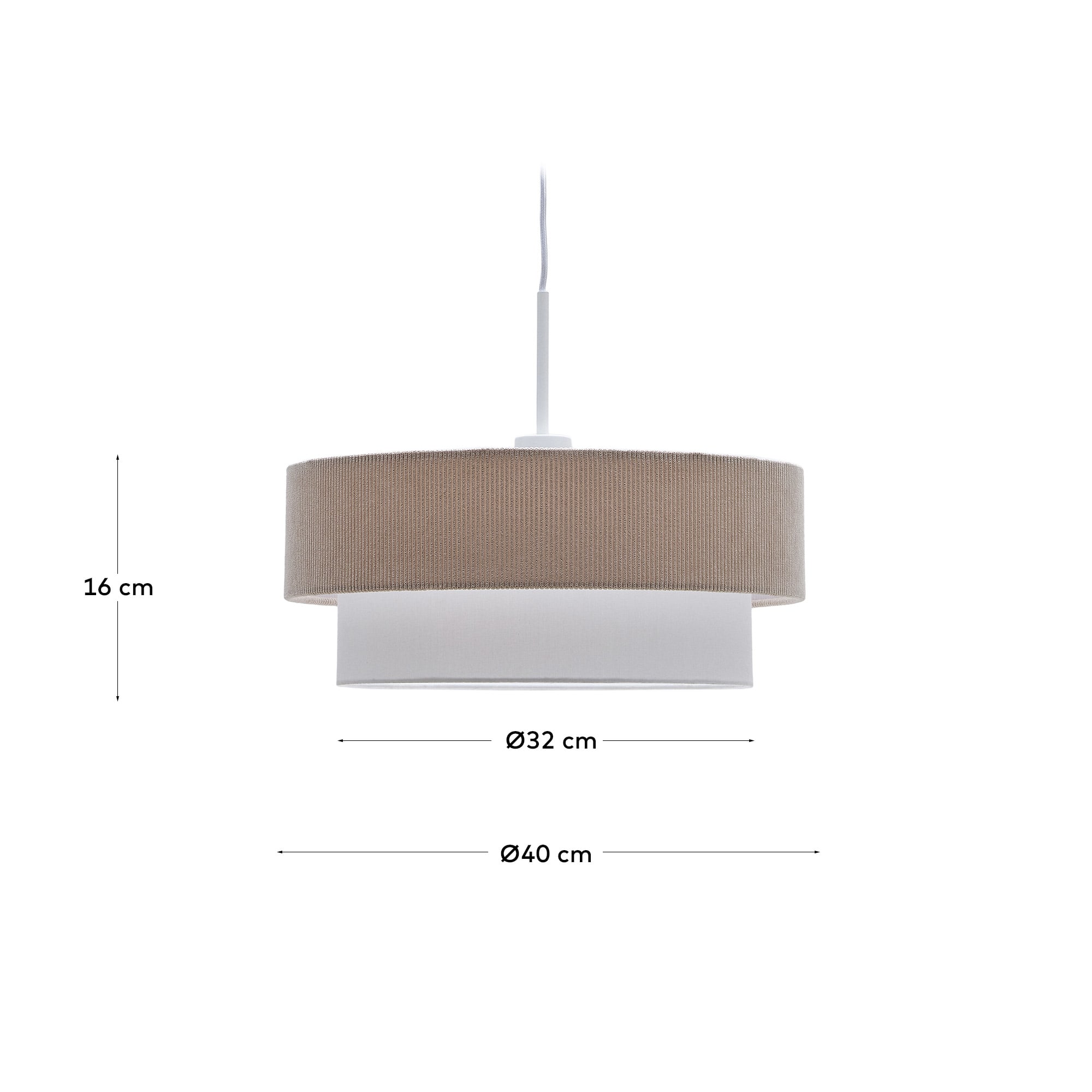 Bianella ceiling lamp in cotton and beige corduroy, Ø 40 cm.