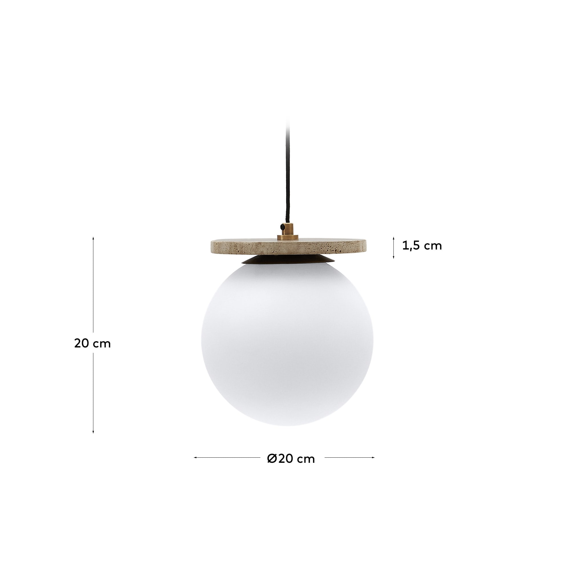 Malachi ceiling lamp with glazed glass and travertine stone
