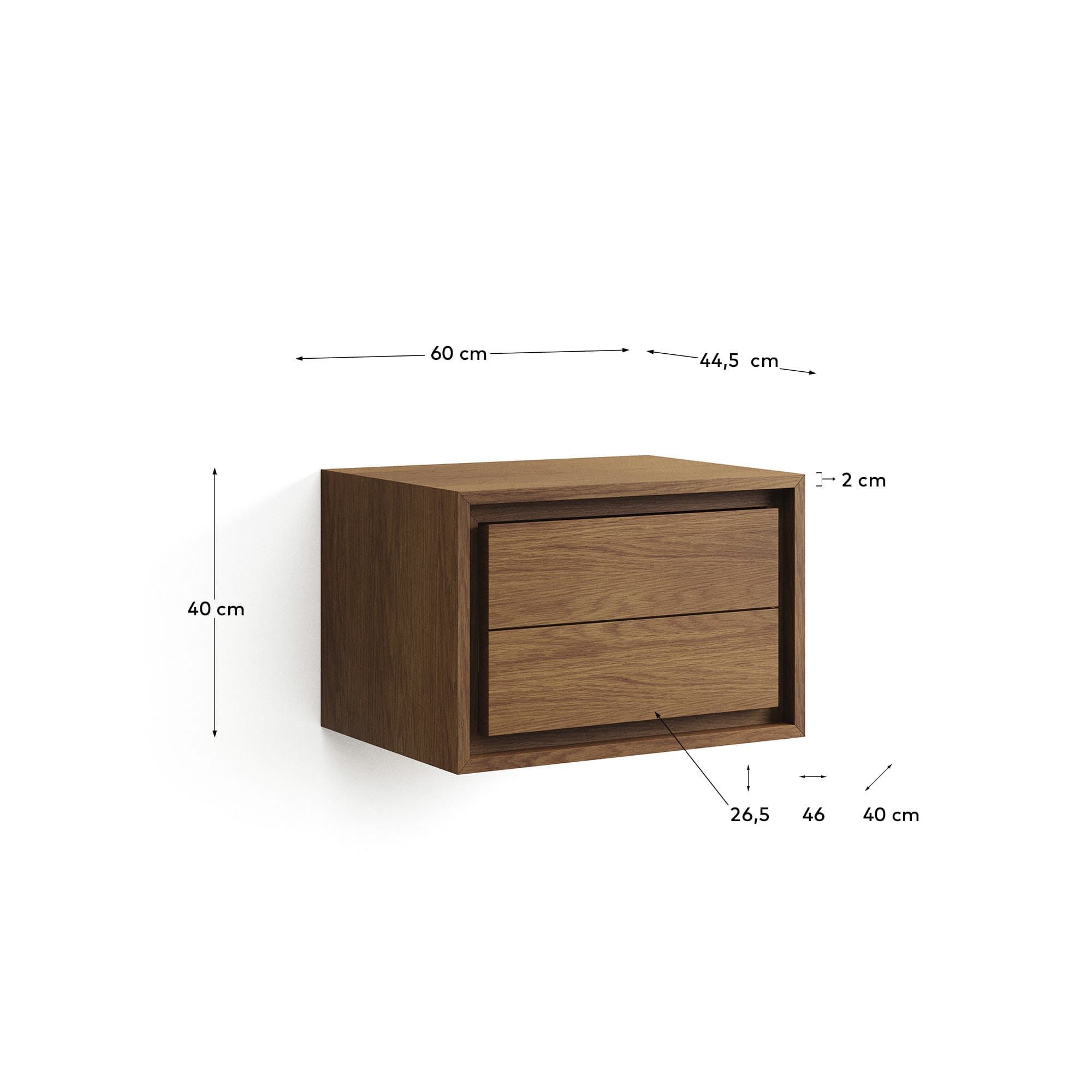 Kenta bathroom furniture in solid teak wood with a walnut finish, 60 x 45 cm