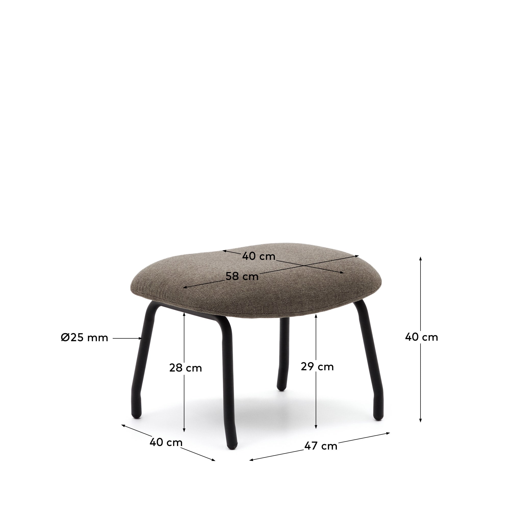 Belina footrest in light brown and steel with black finish FSC 100%