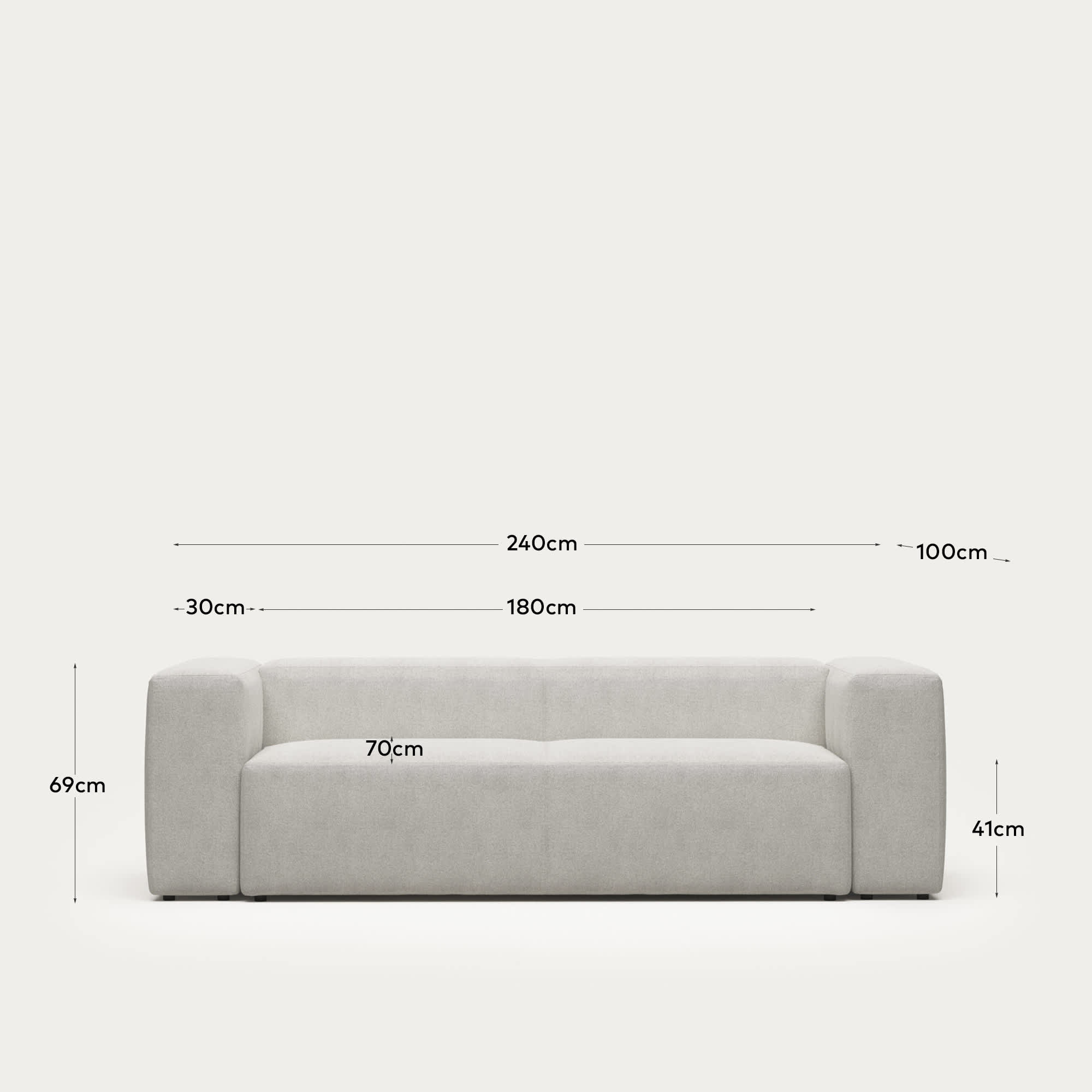 Blok fire-retardant white bouclé 3-seater sofa 240cm FSC Mix Credit