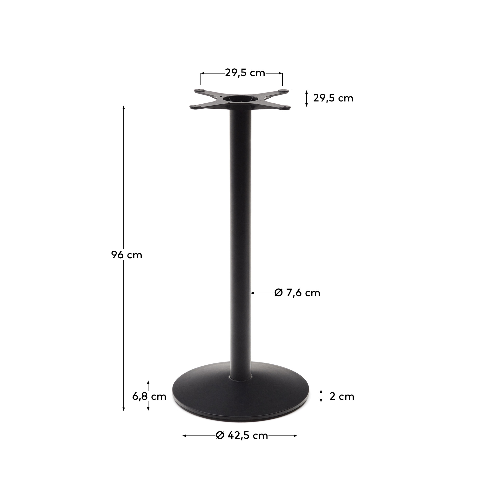 Esilda high bar-table leg with round metal base in a painted black finish - 크기