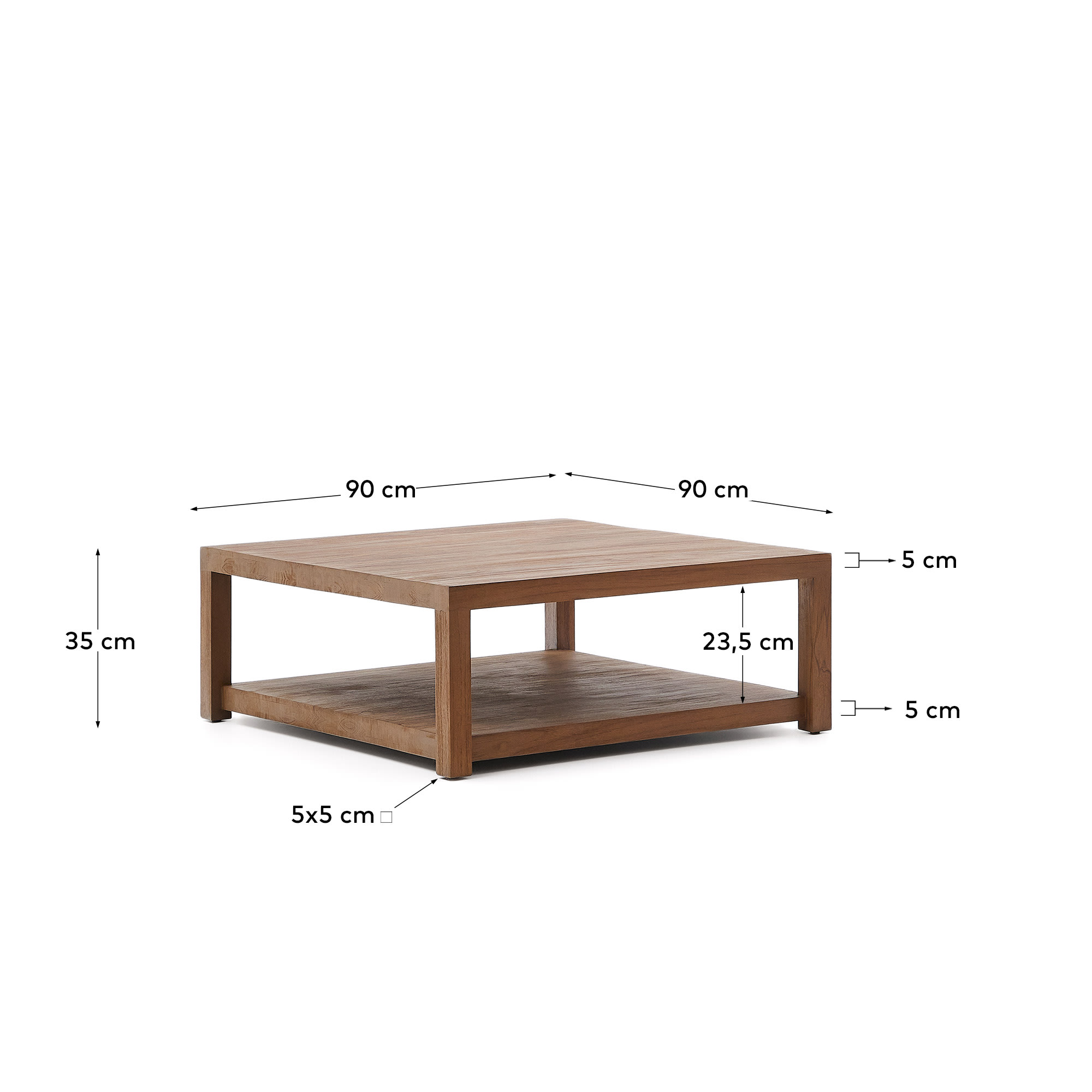 사시 솔리드 티크나무 소파테이블 90 x 90 cm - 크기