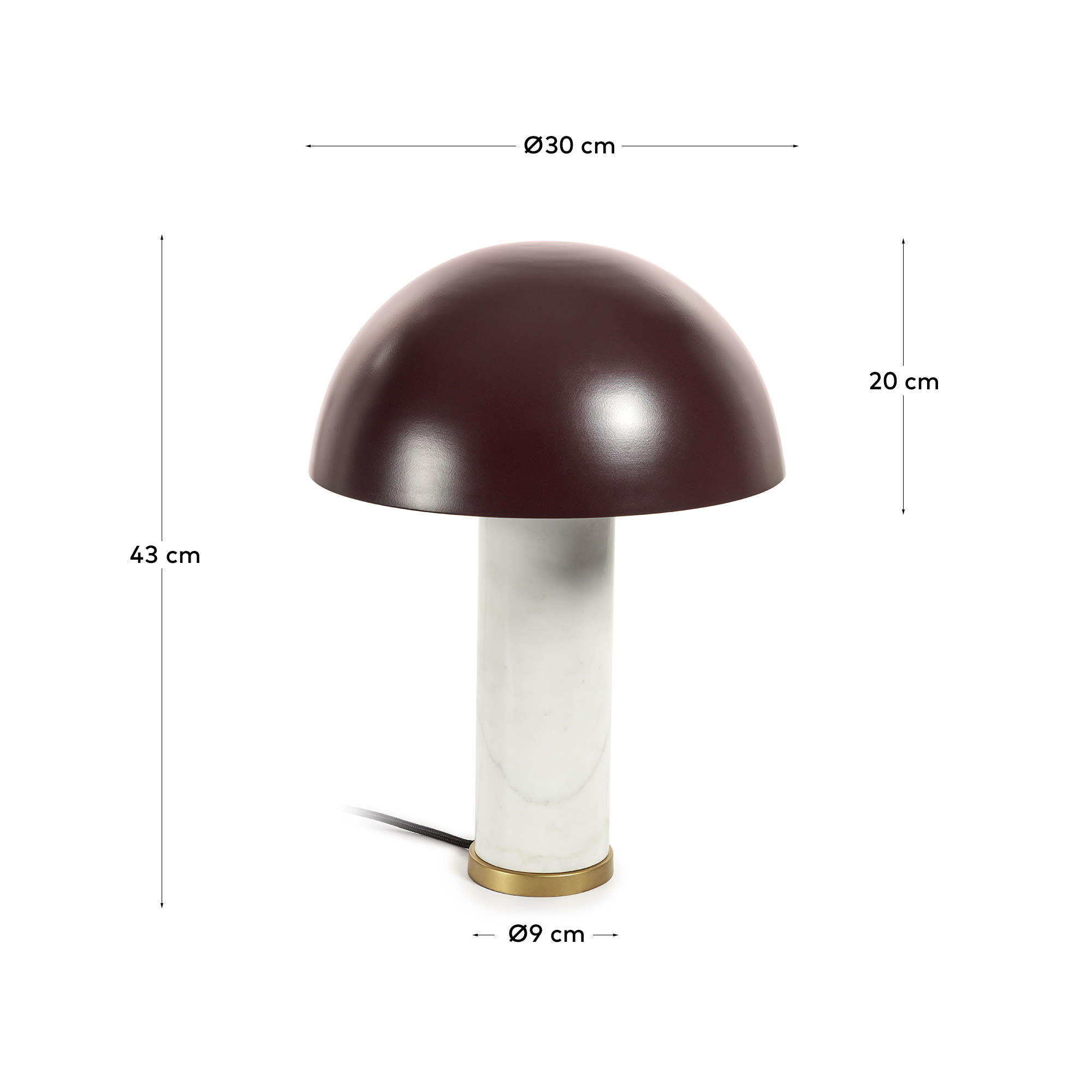 Zorione table lamp in white marble and metal, with a painted brown finish - sizes