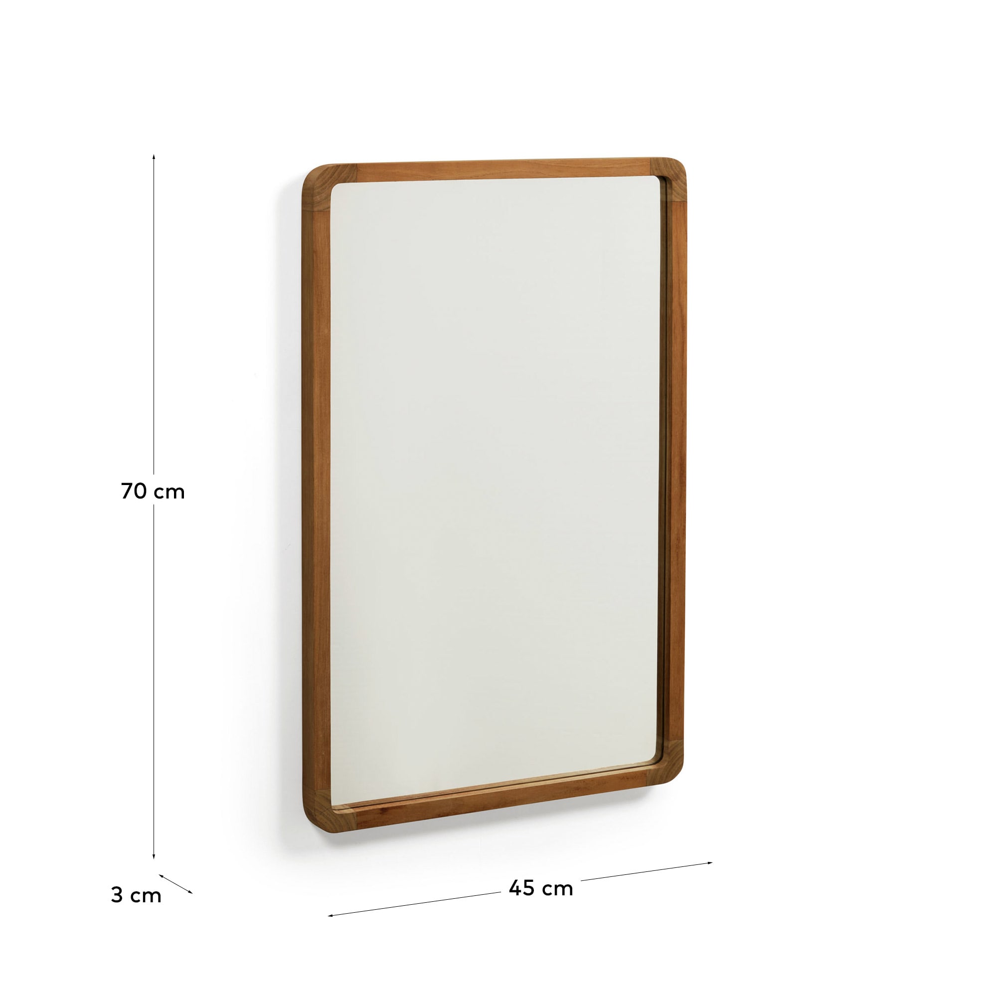 Shamel solid teak mirror with a walnut finish, 45 x 70 cm