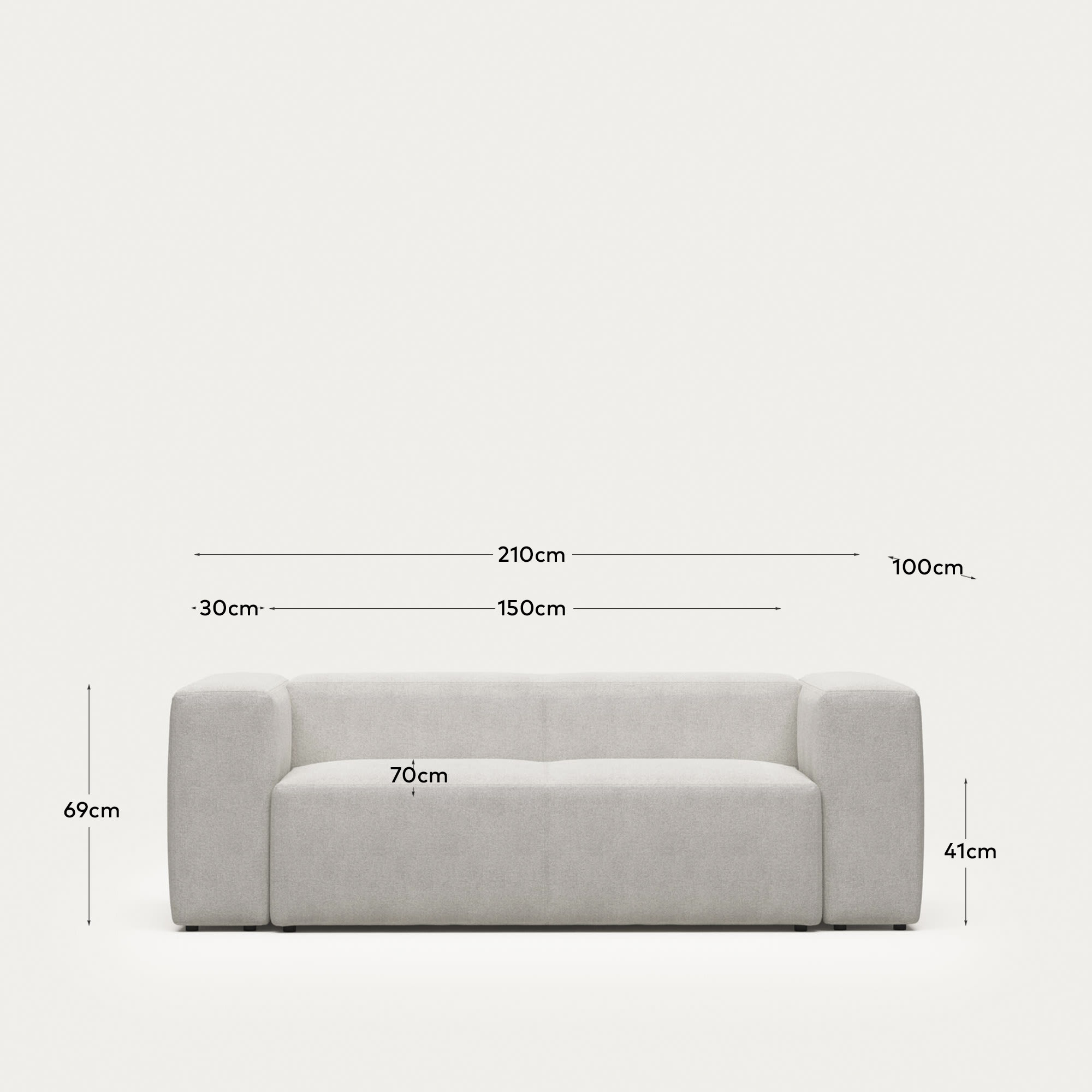 Blok fire-retardant white bouclé 2-seater sofa 210cm FSC Mix Credit