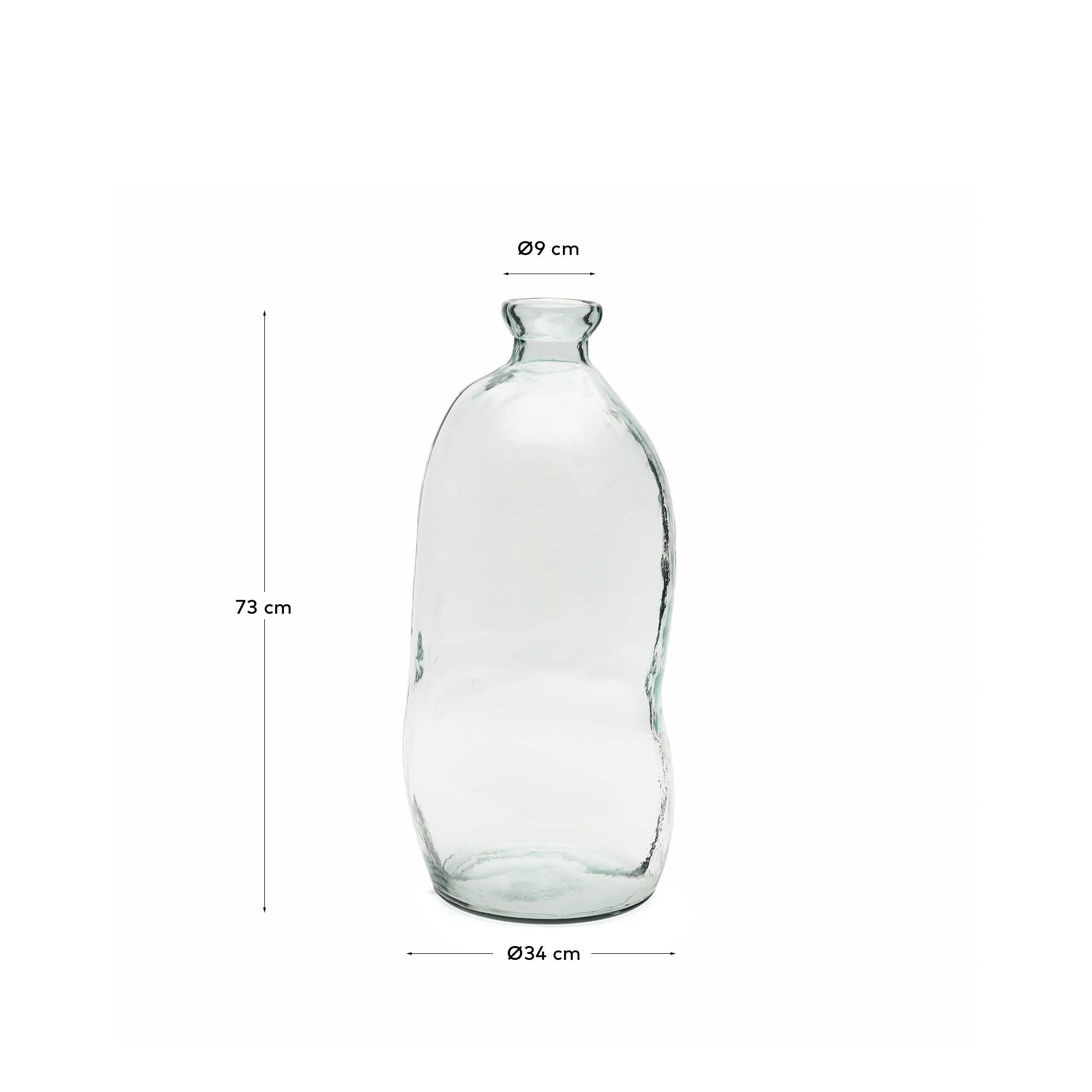 Brenna vase in 100% recycled transparent glass, 73 cm