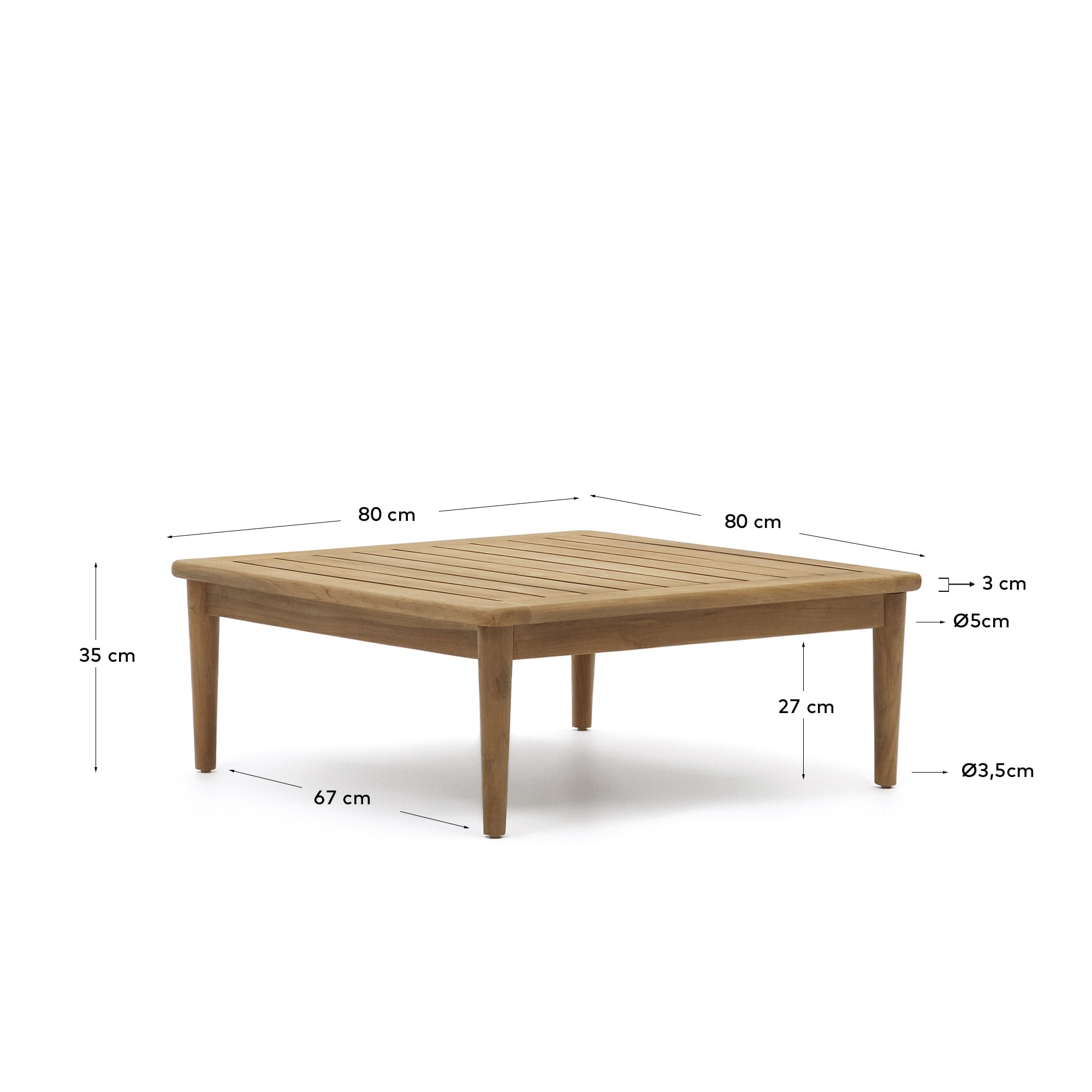 Portitxol solid teak coffee table 80 x 80 cm Kave Home