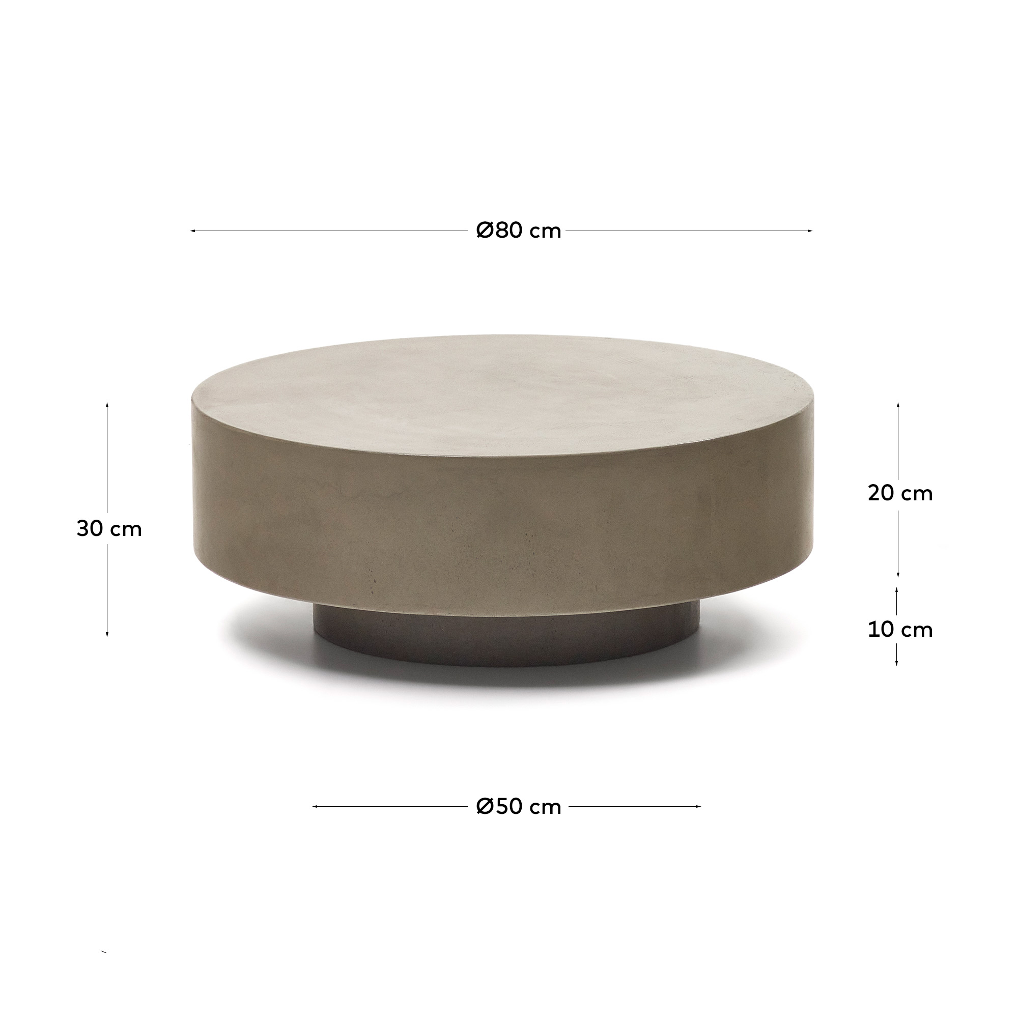 가베트 원형 시멘트 소파 테이블 Ø 80cm - 크기