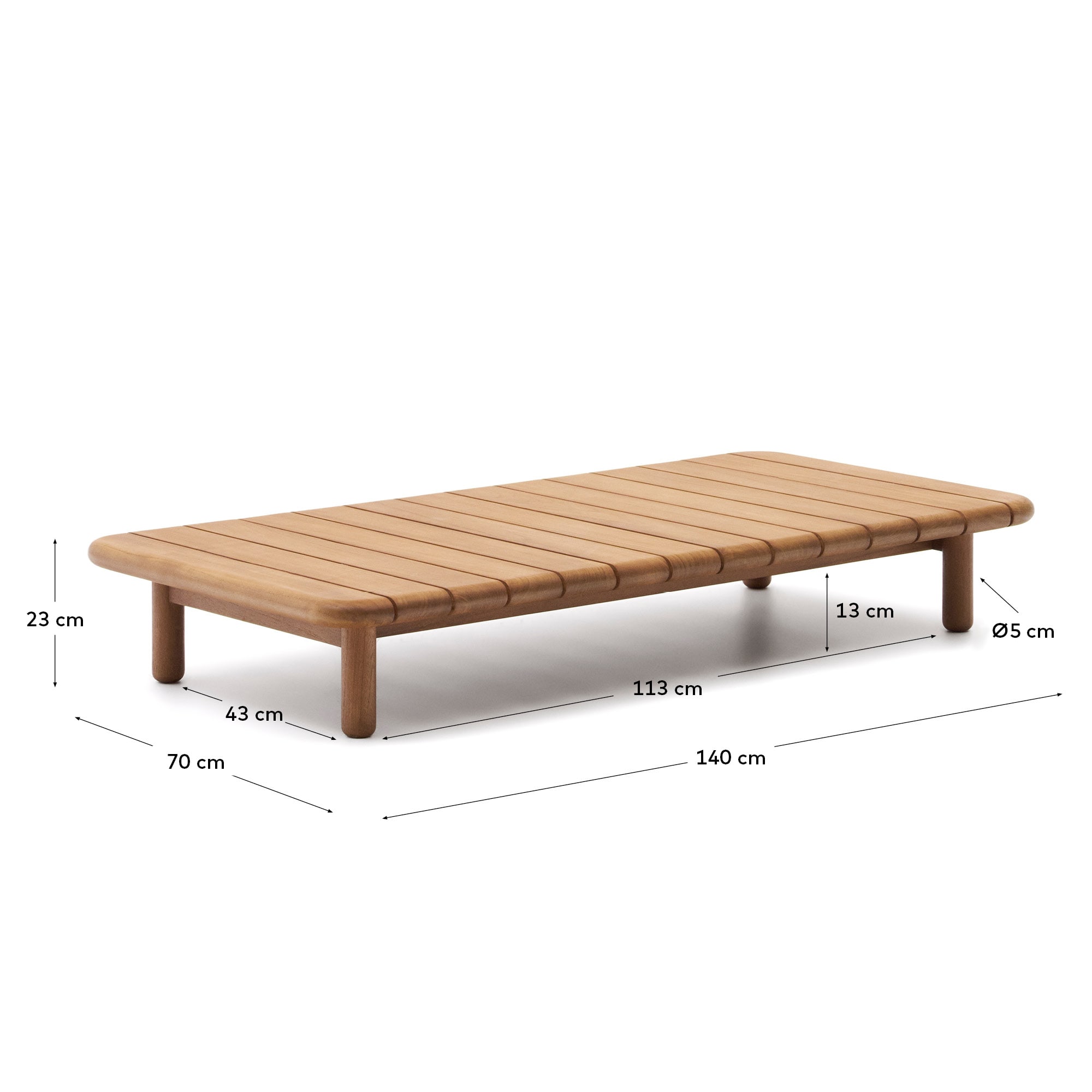 투르케타 아웃도어 티크나무 소파 테이블 140x70cm, 100%FSC - 크기