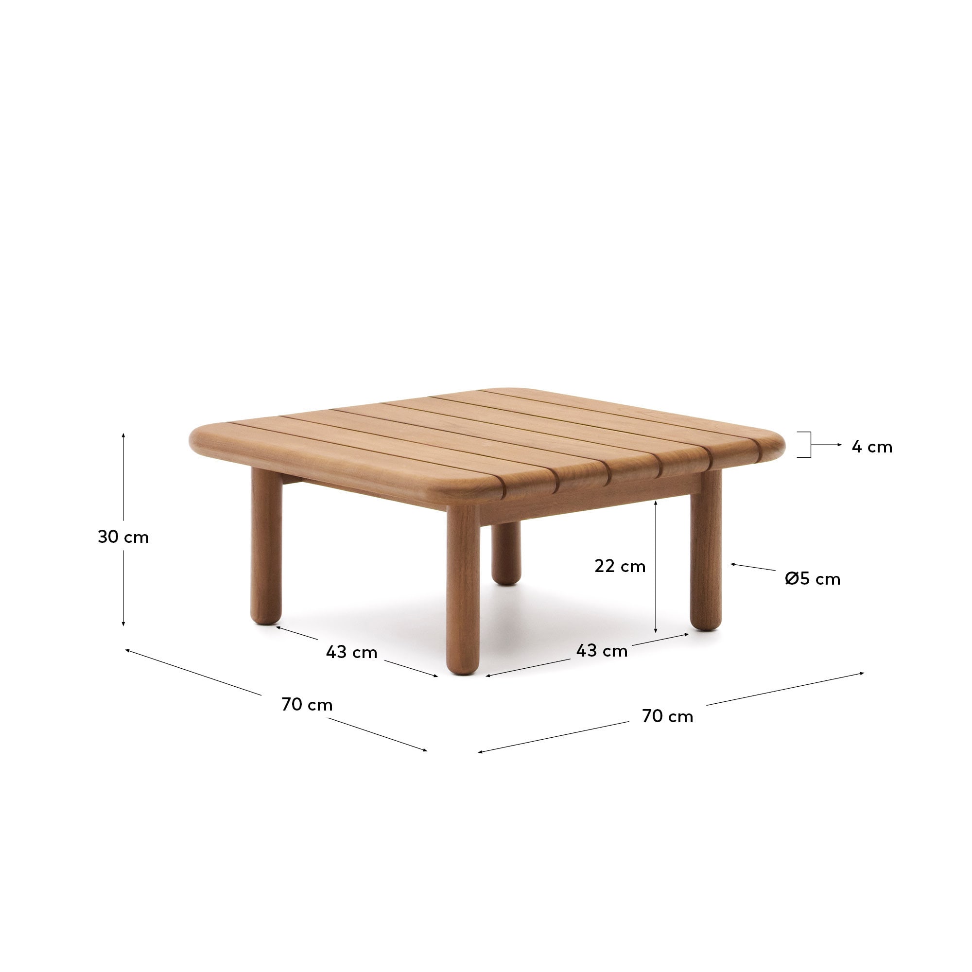 투르케타 아웃도어 티크나무 소파 테이블 70x70cm, 100%FSC - 크기