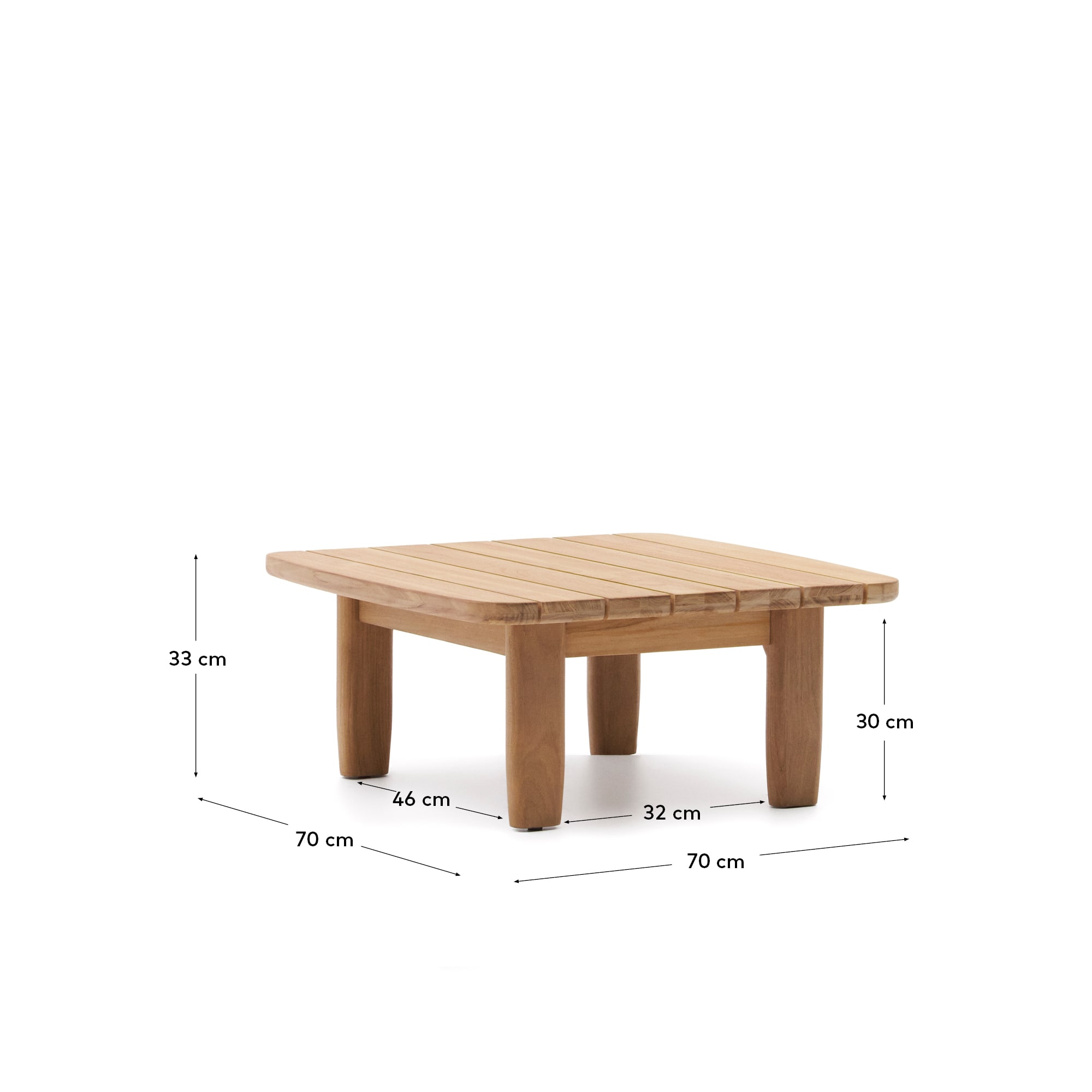 티란트 아웃도어 티크나무 사이드 테이블 100%FSC 70 x 70 cm - 크기