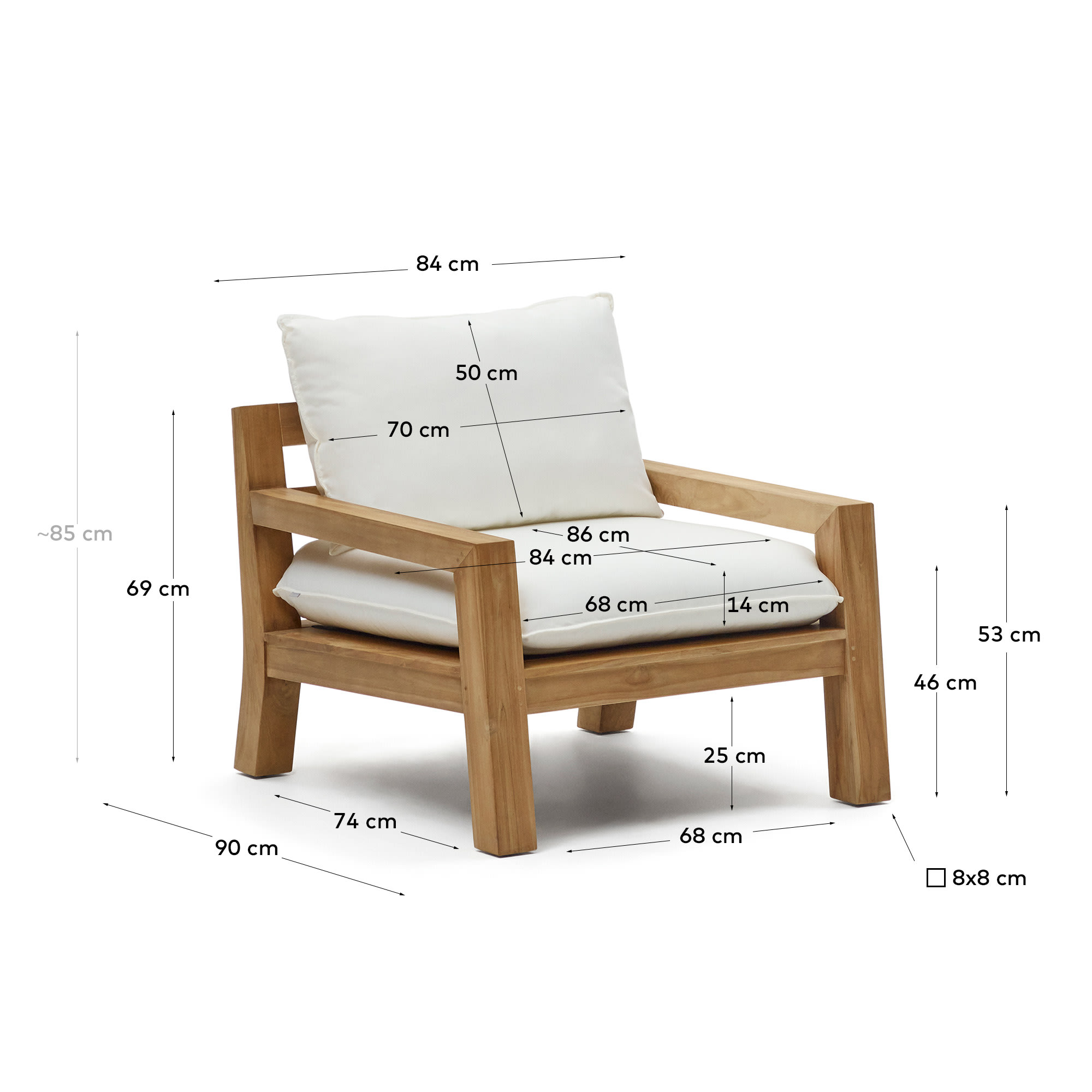 Forcanera solid teak chair - sizes