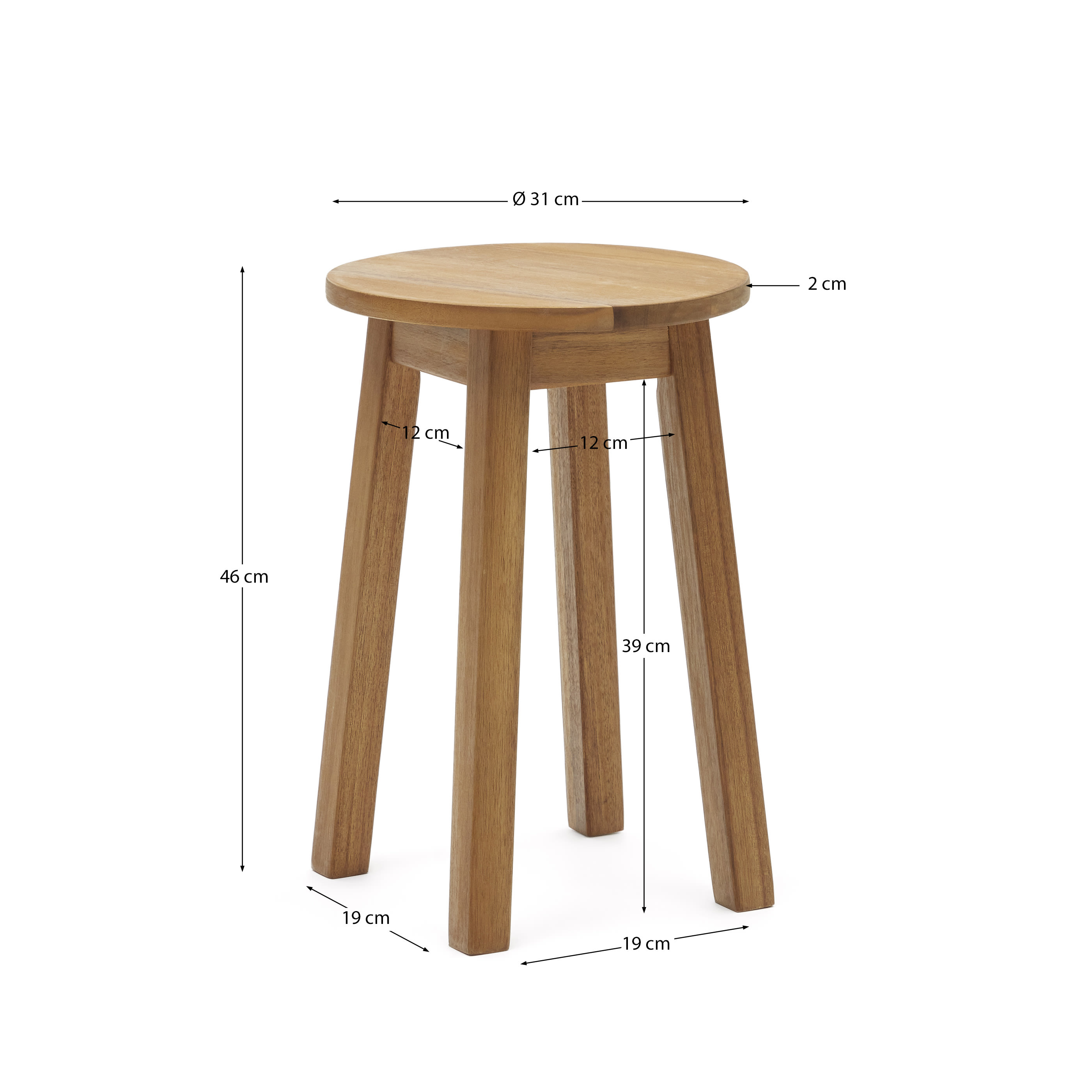 Amel outdoor footrest made from solid acacia wood FSC 100%
