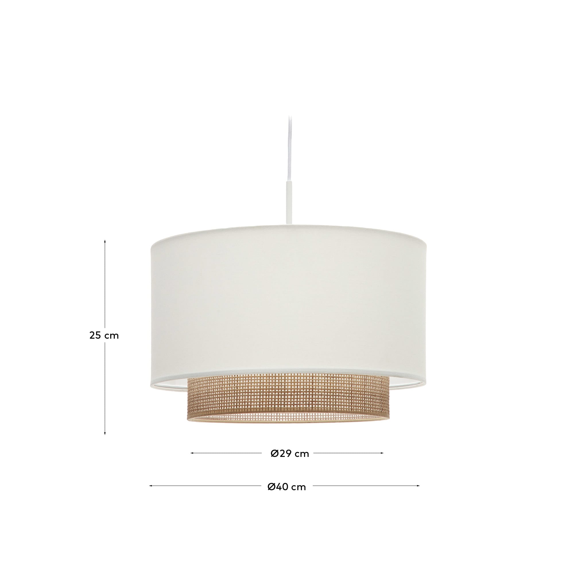 Erna bamboo ceiling lampshade with natural, white finish Ø 40 cm