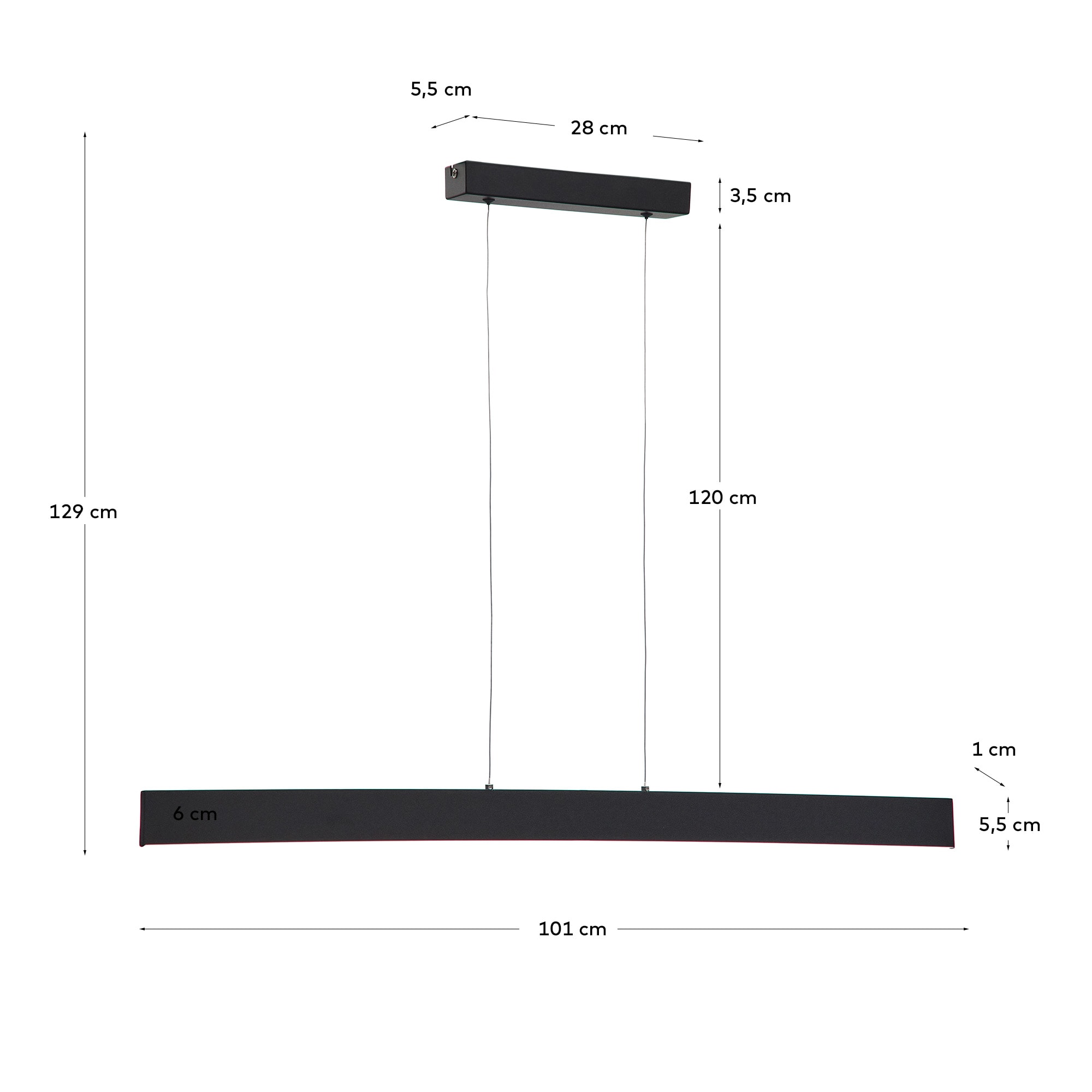 Boadella ceiling lamp in a black finish.