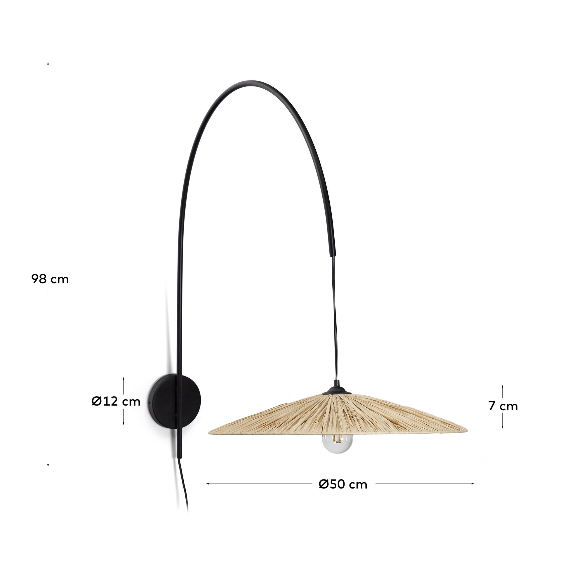 Rosella wall lamp in natural raffia