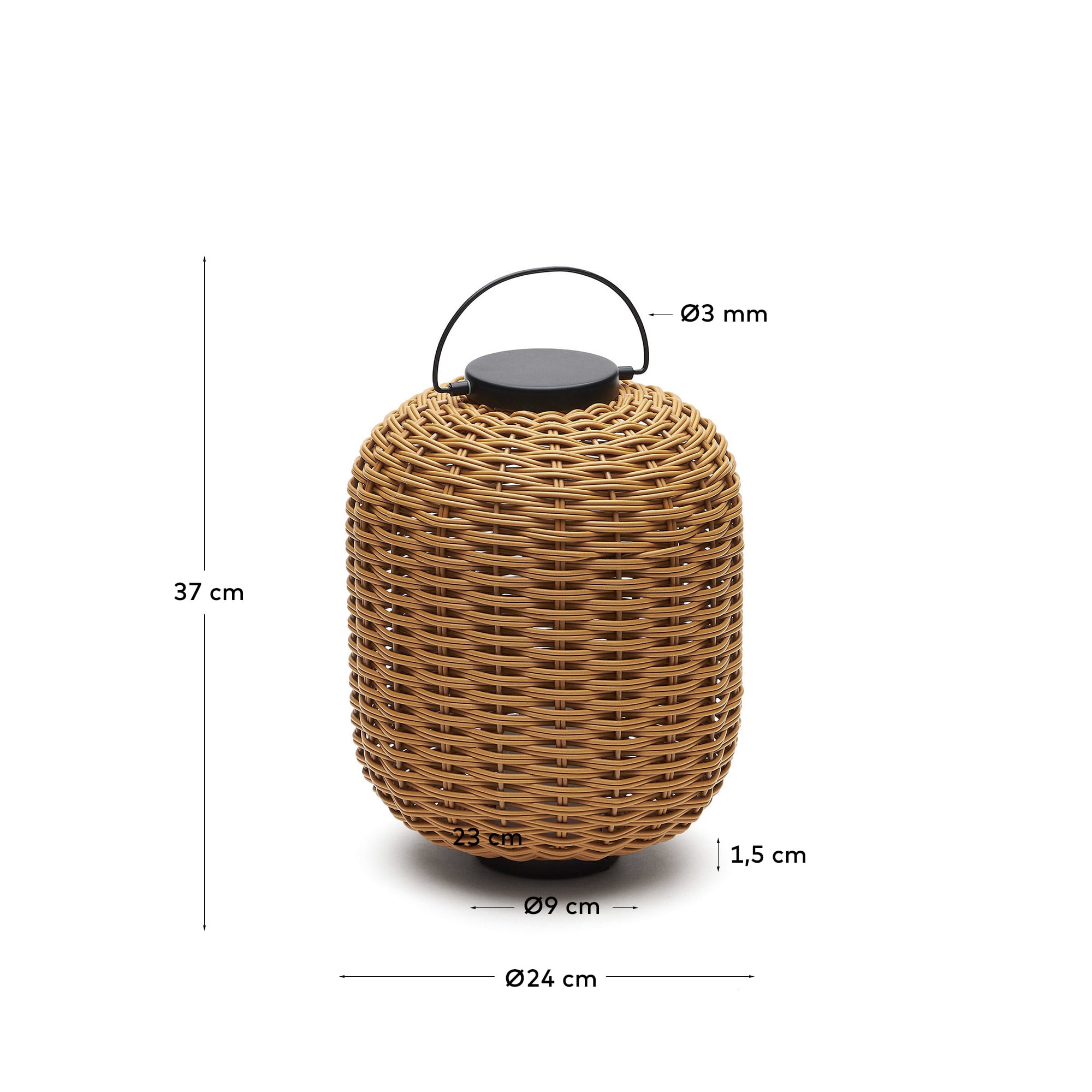 Saranella portable table lamp in brown faux rattan