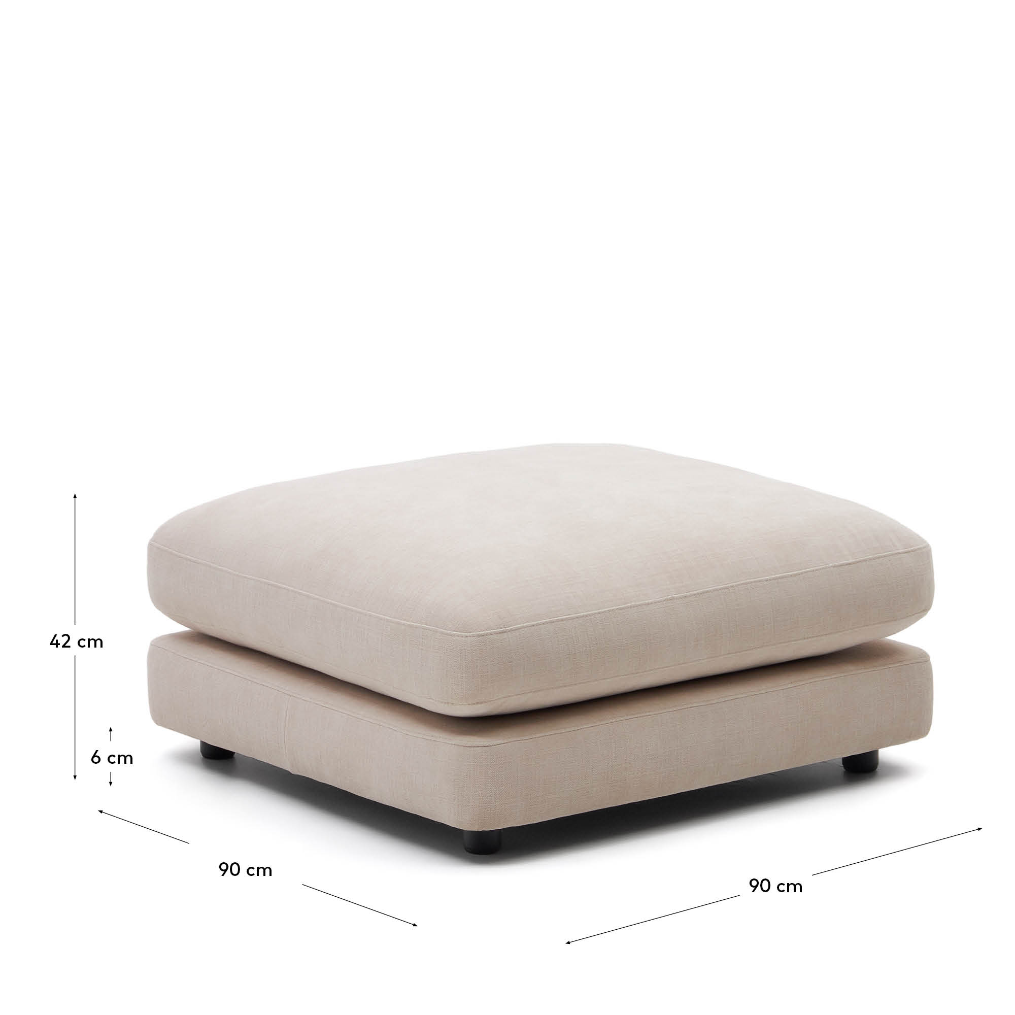 Gala beige chenille footrest FSC Mix Credit 90 x 90cm