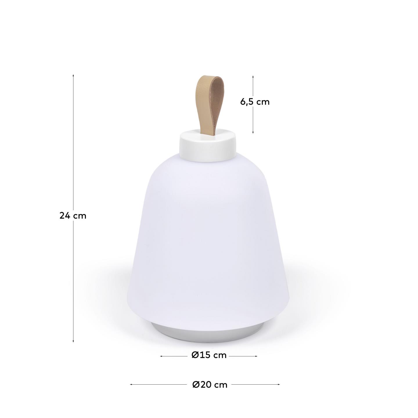Udiya outdoor table lamp in polythene and metal white with white finish