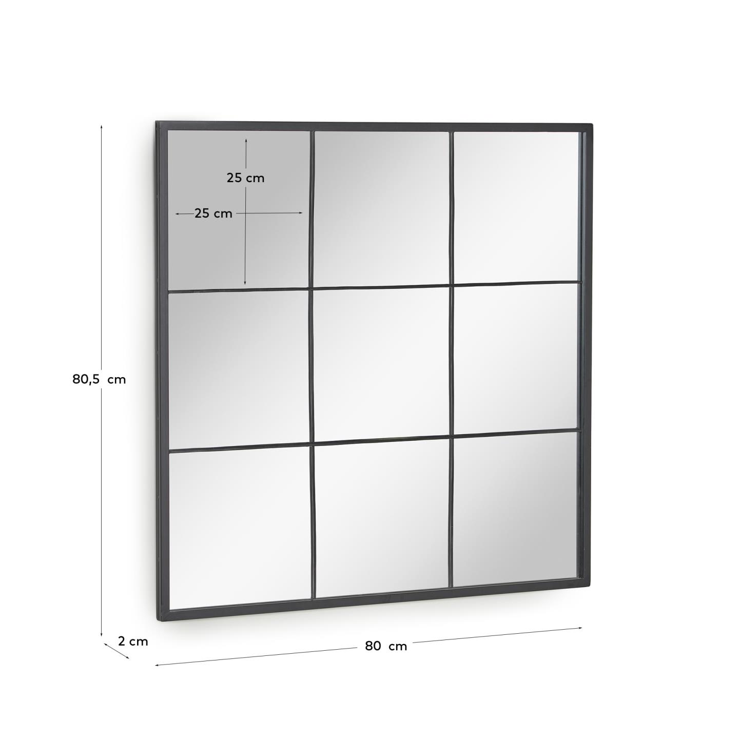 Ulrica black metal wall mirror 80 x 80 cm | Kave Home