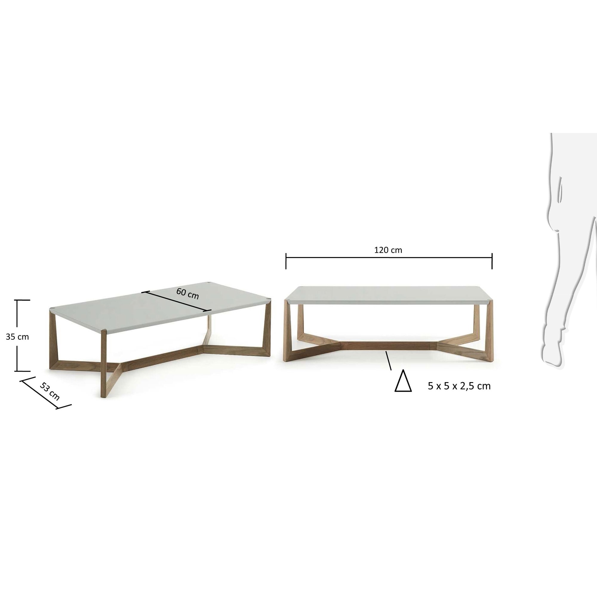Quatro coffee table, oak and grey - sizes