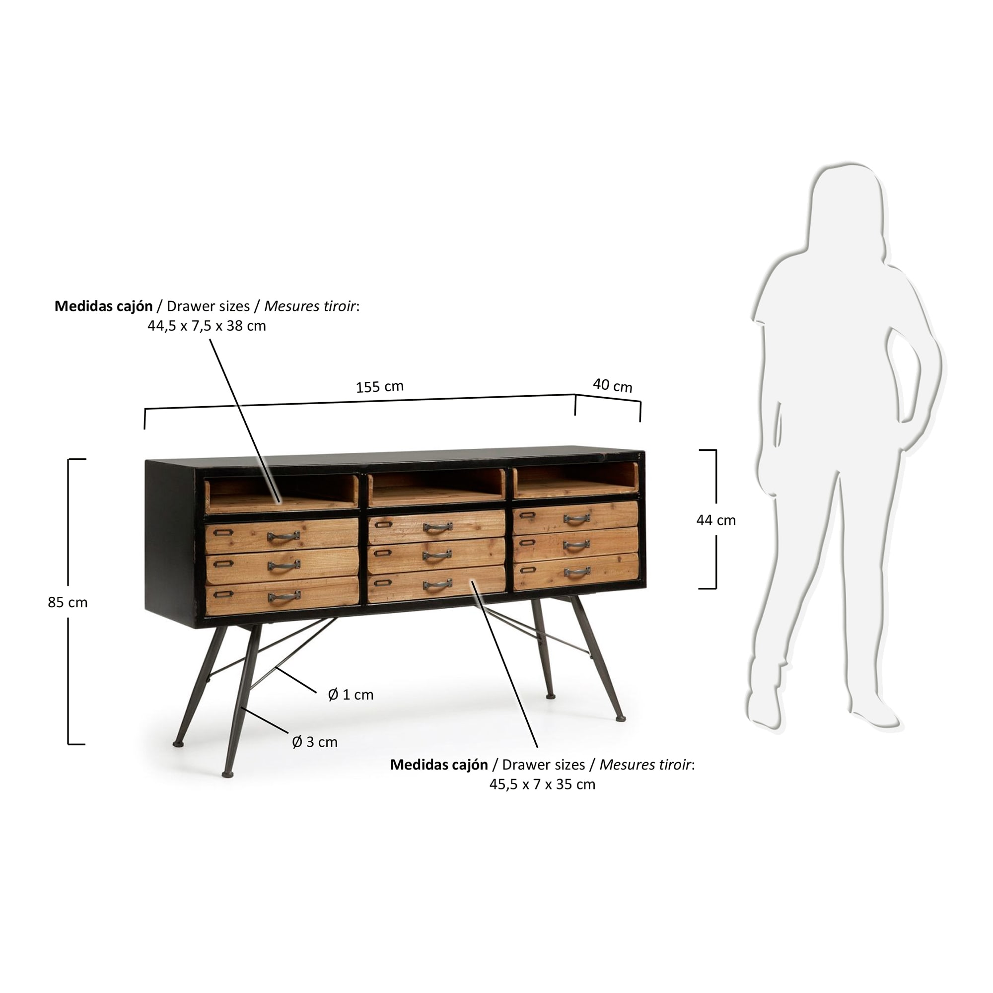 Refe sideboard 155 x 85 cm - sizes