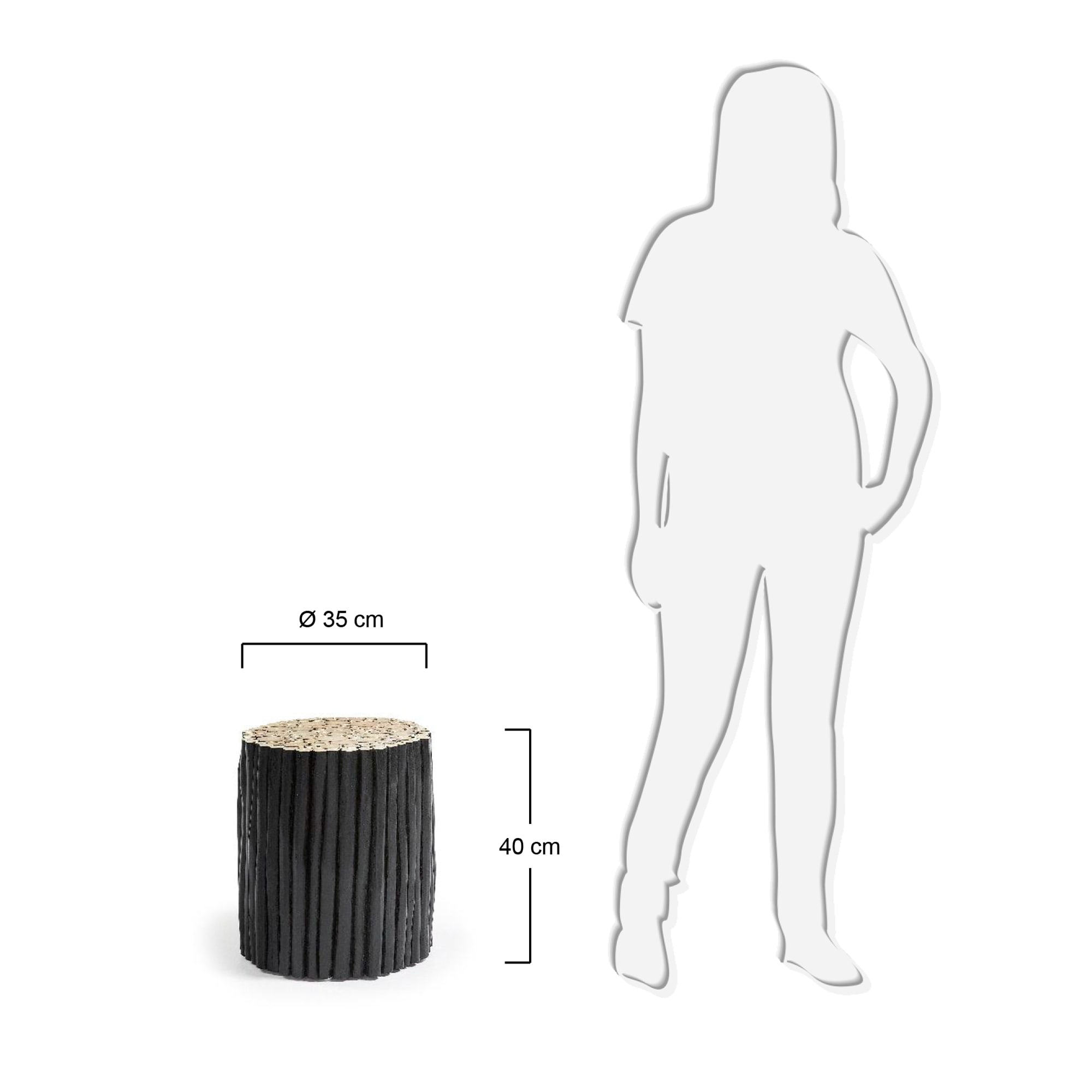 플립 티크나무 핸드메이드 사이드테이블(블랙) - 크기