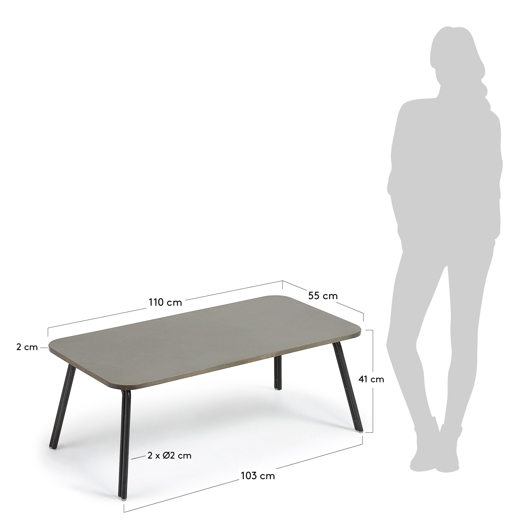 Newport coffee table 110 x 55 cm - sizes