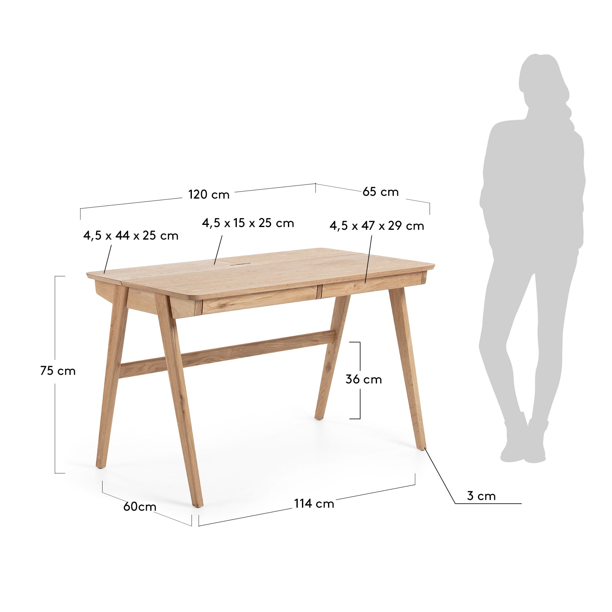 Julia table in veneer and solid ash wood 120 x 65 cm | Kave