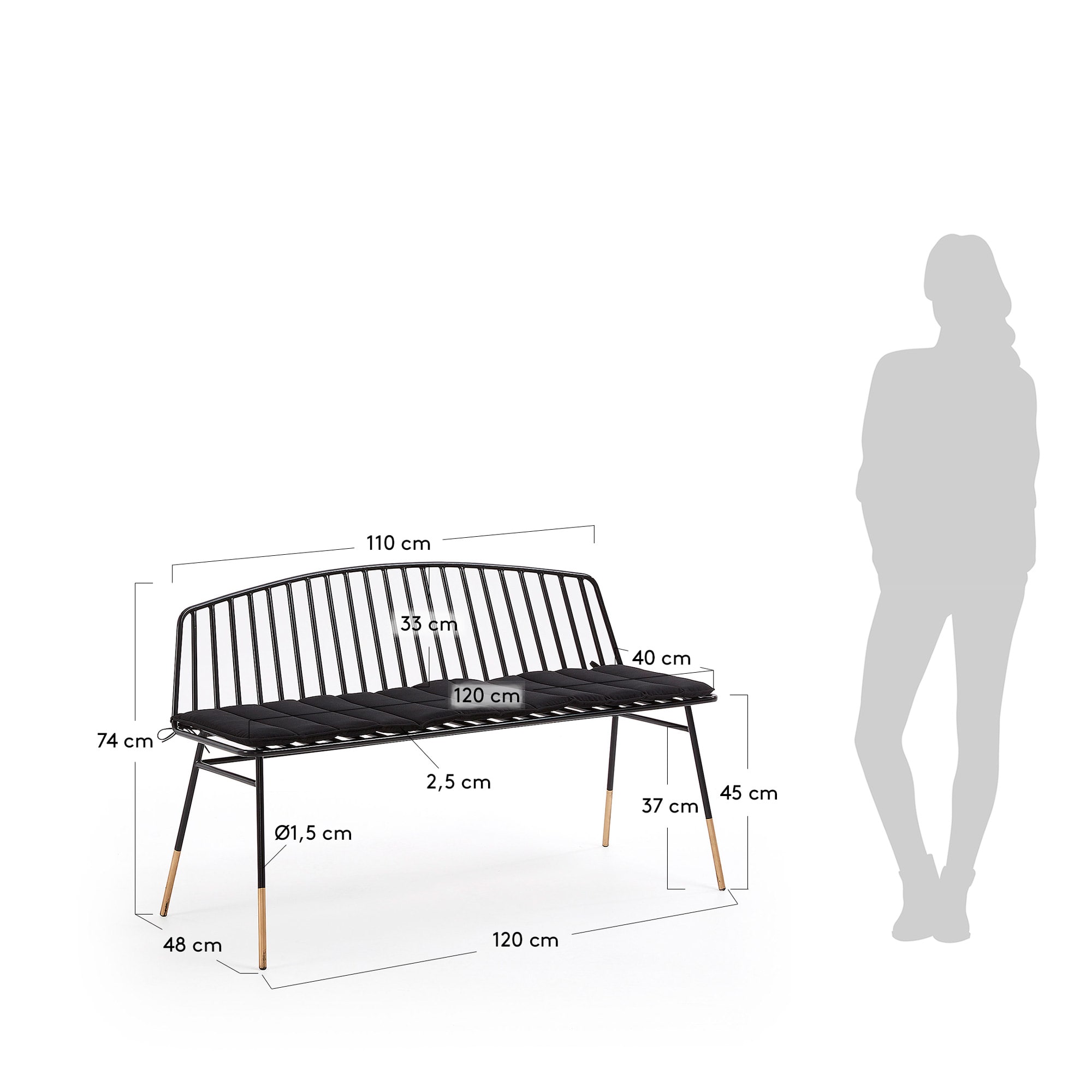 Siena bench 120 cm - sizes