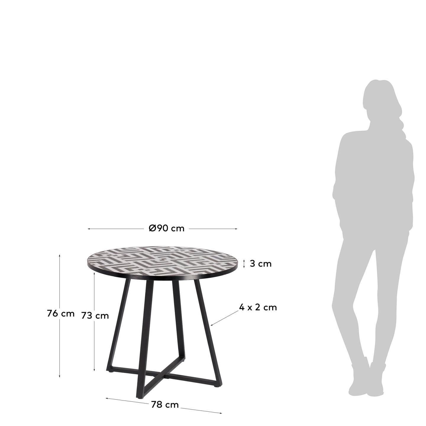 텔라 블랙 타일 라운드 테이블(90cm) - 크기