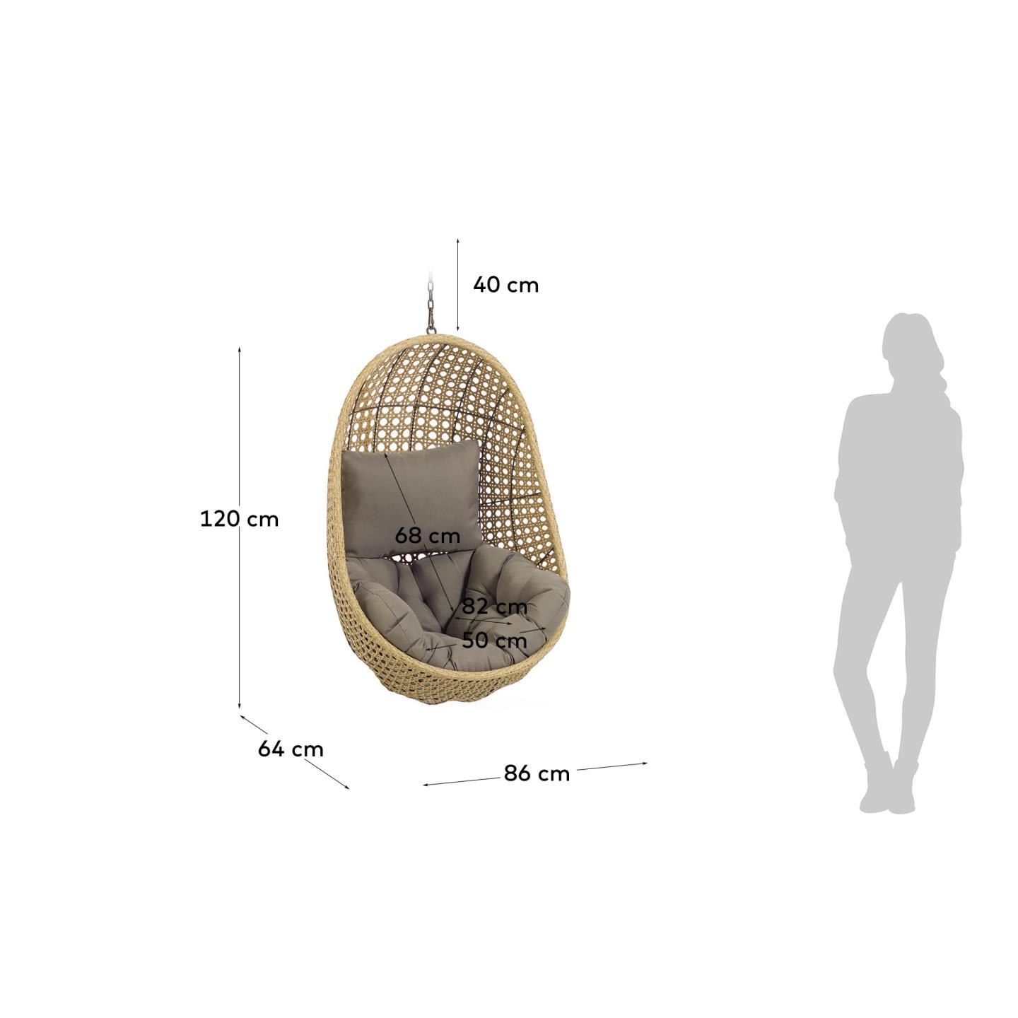 Cira hanging chair with natural finish Kave Home