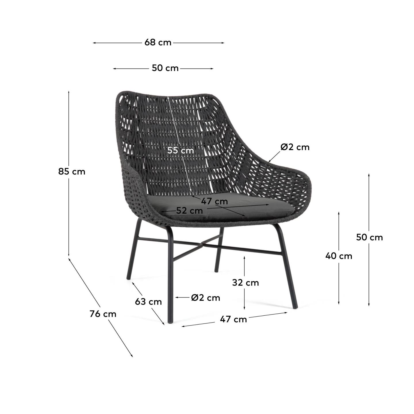 Abeli cord armchair in black