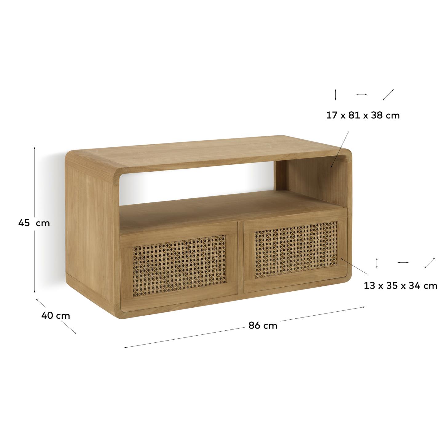 Sabiela solid teak bathroom cabinet 86 x 45 cm