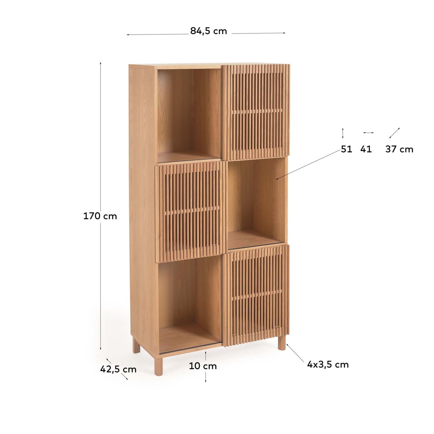 Beyla shelf unit in solid ash wood and oak veneer 84.5 x 170 cm FSC 100%