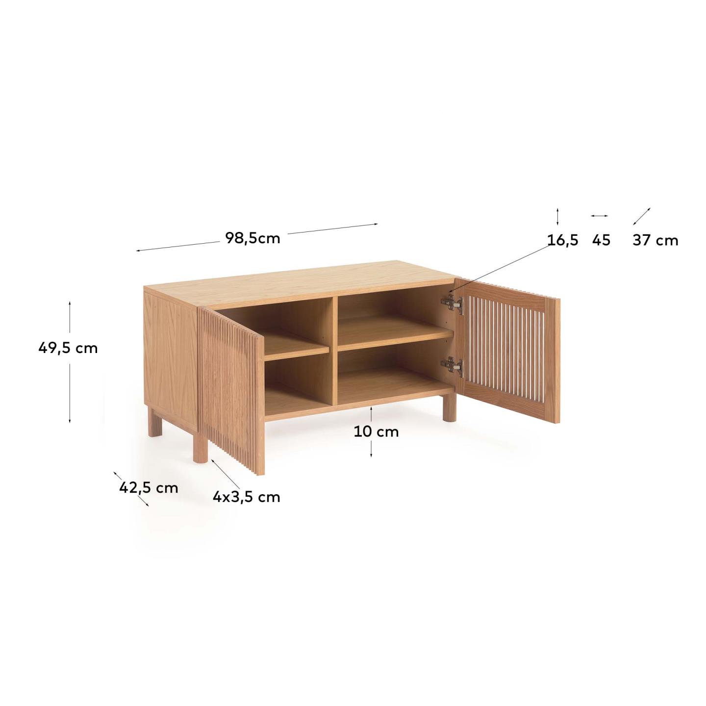 Beyla 2-door shoe rack in solid ash wood and oak veneer 98.5 cm FSC 100%
