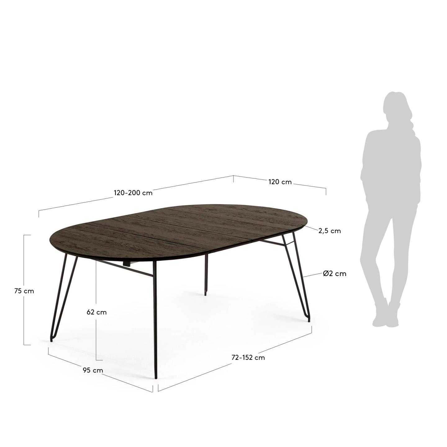 밀란 애쉬 라운드 확장형 테이블(정원형/120x120-200cm) - 크기