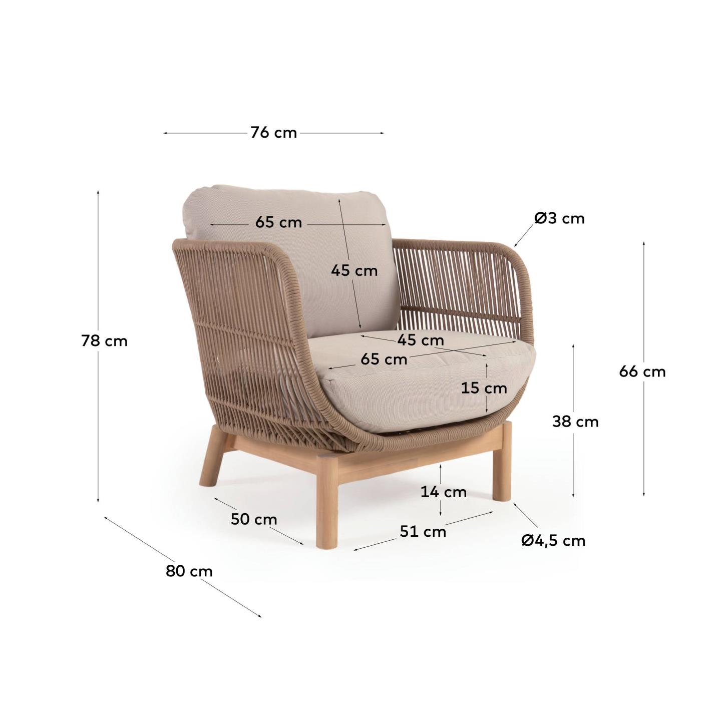 Armchair size cm sale