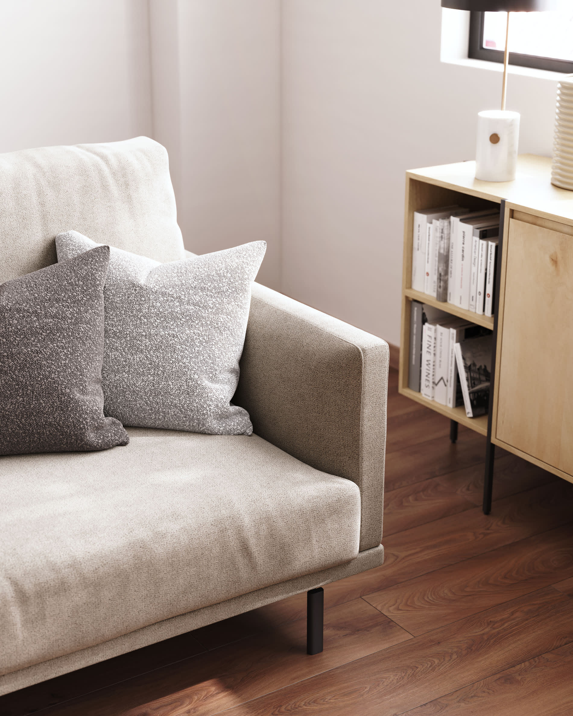 Galene 2 seater sofa in beige, 174 cm FSC Mix Credit